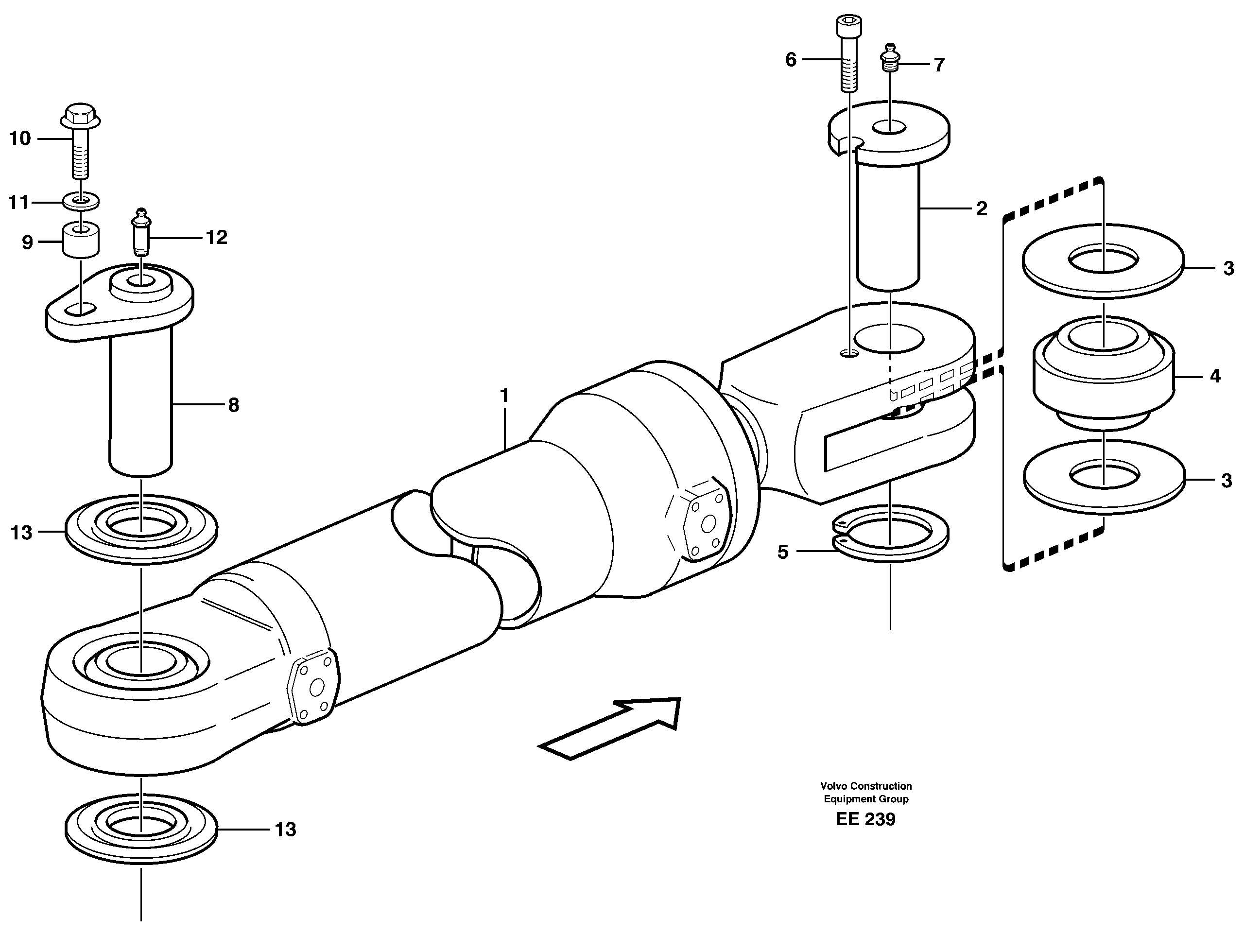Hydraulic cylinder with fitting parts  STD, 33361 IRAN — volvo parts diagram