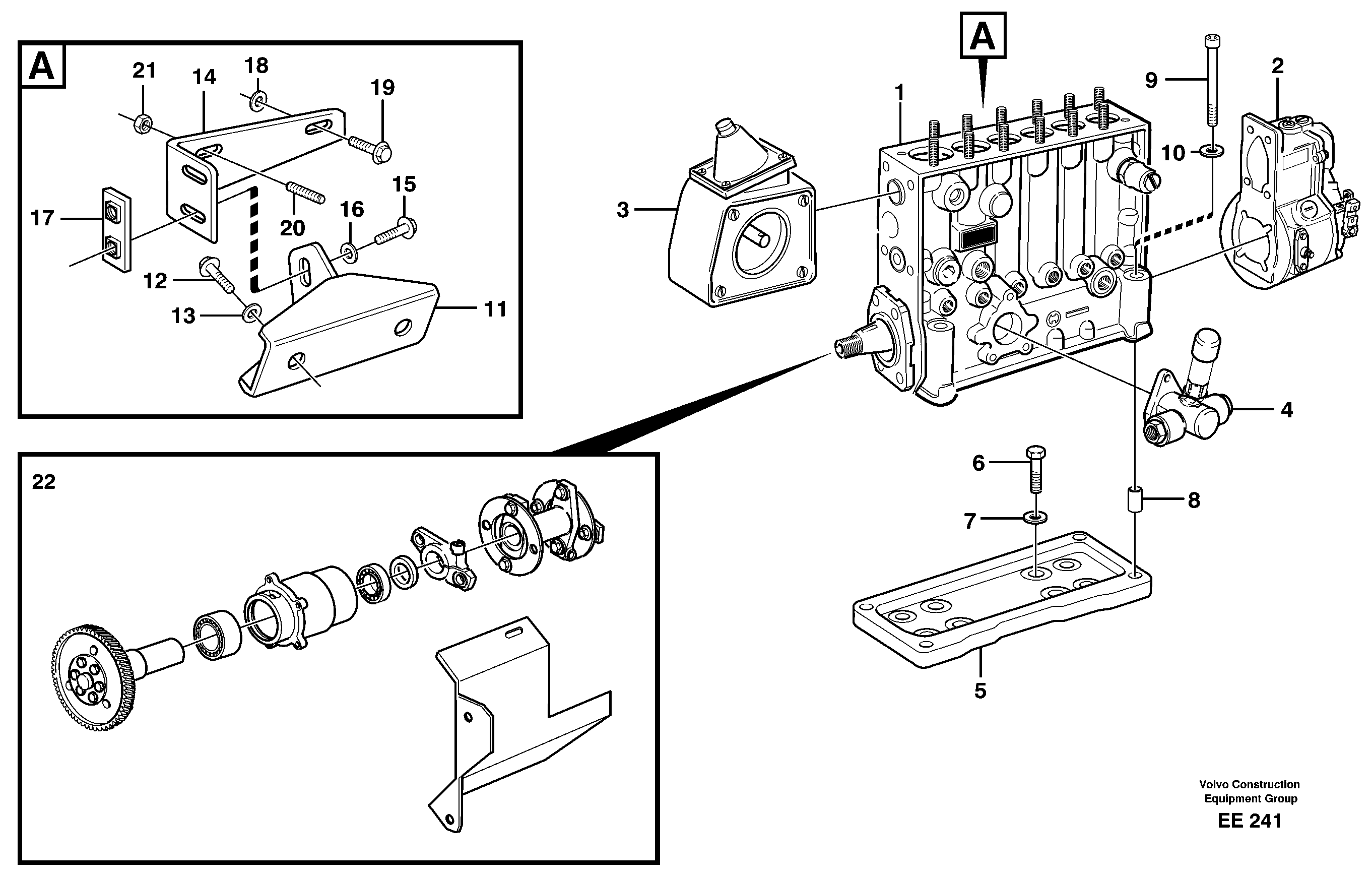 Fuel injection pump with fitting parts — volvo parts diagram