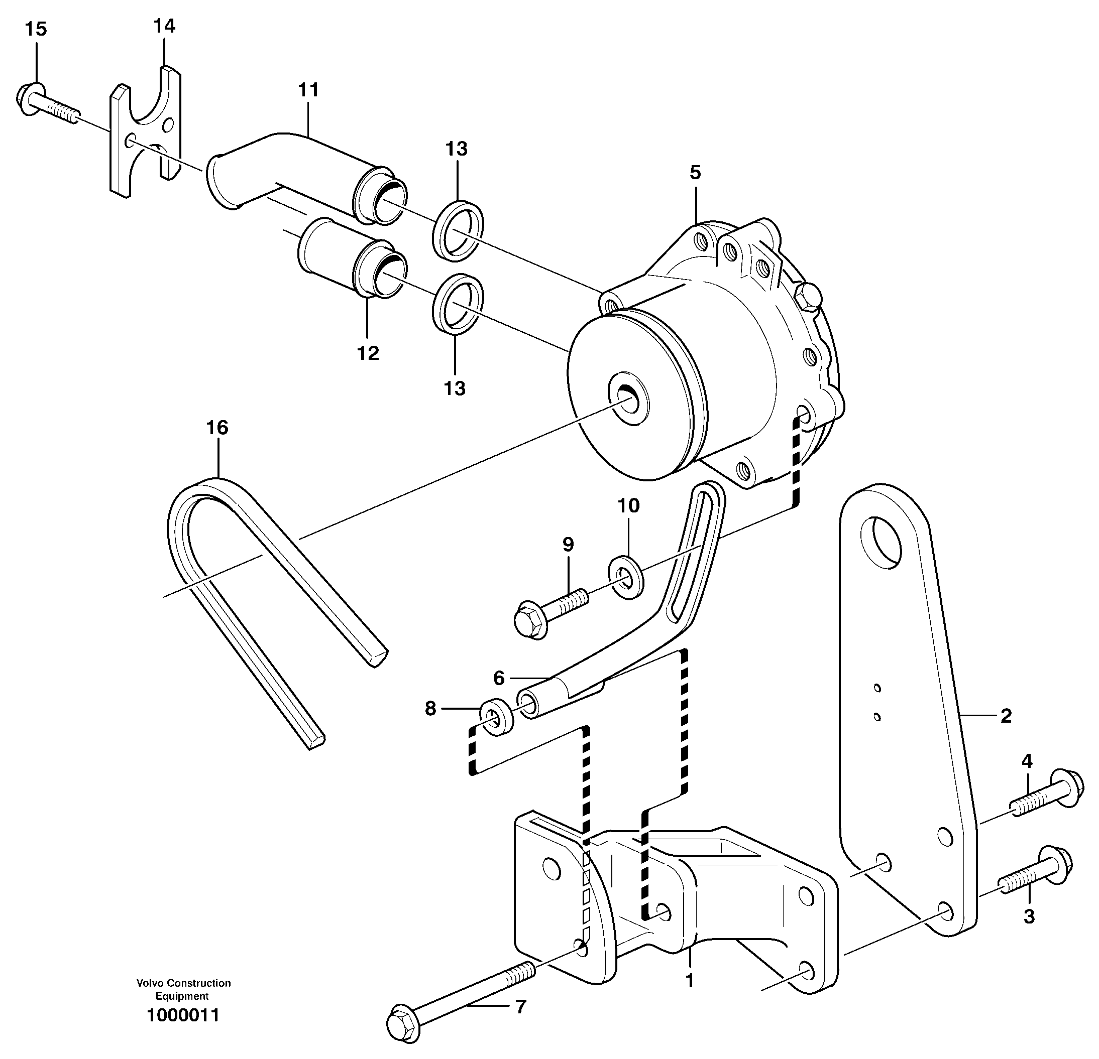 Water pump with fitting parts — volvo parts diagram