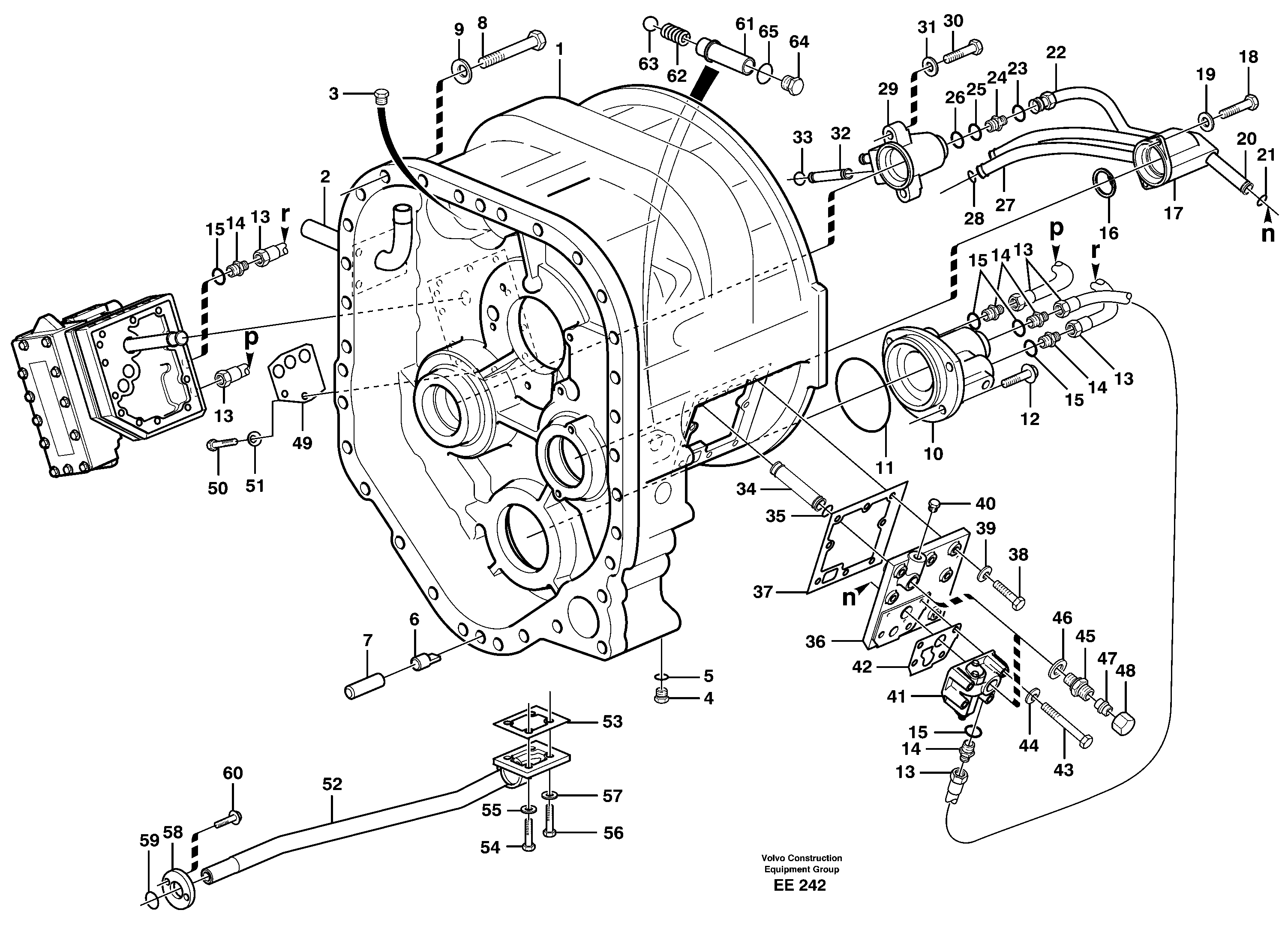 Converter housing with fitting parts — volvo parts diagram