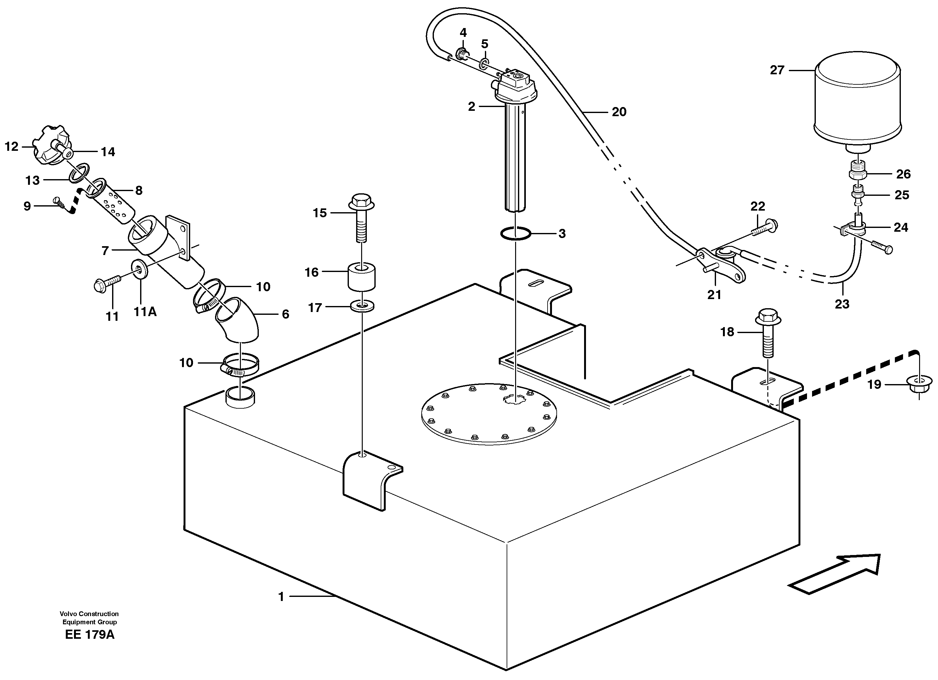 Fuel tank with fitting parts — volvo parts diagram