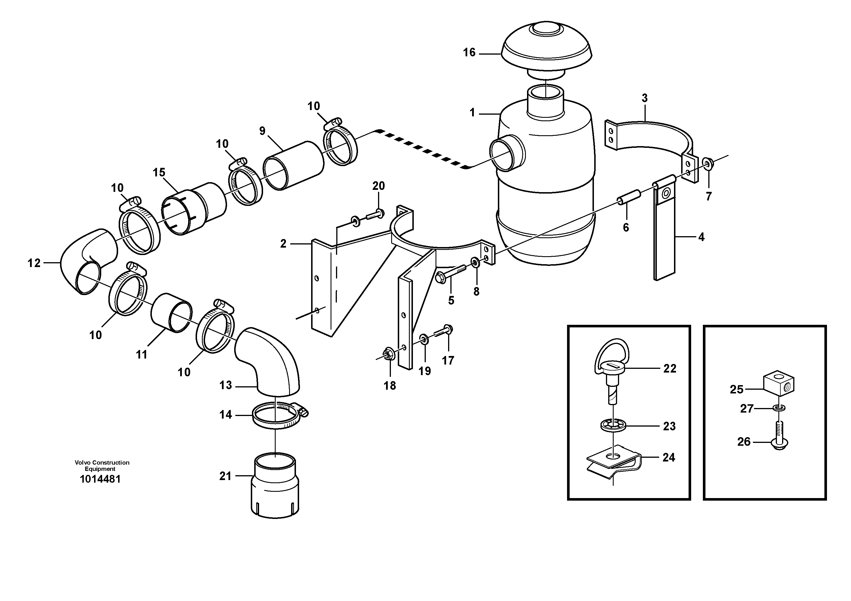 Air filter with fitting parts  80395 — volvo parts diagram
