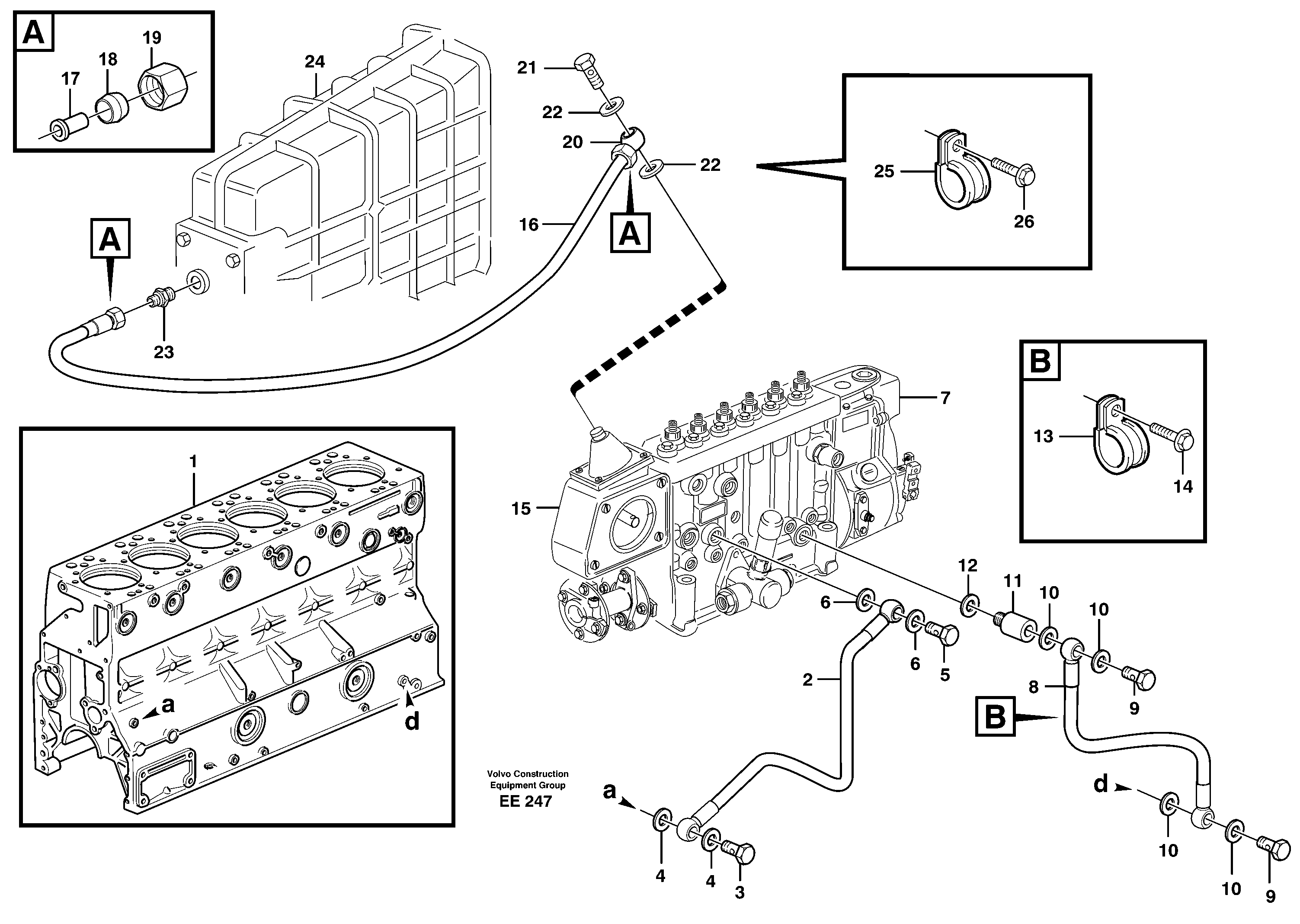 Fuel system, oil pipe, pipe for smoke limiter — volvo parts diagram