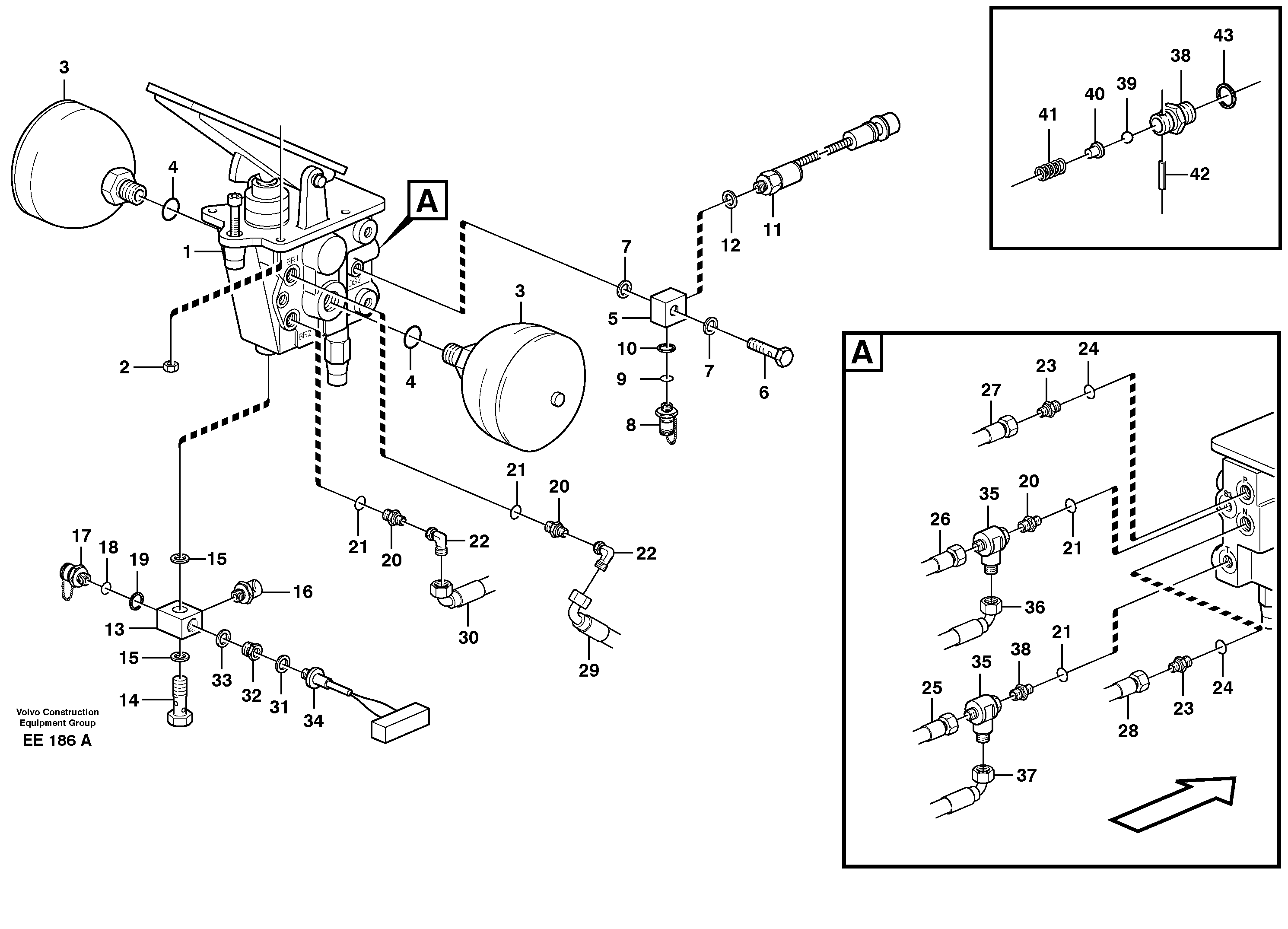 Foot brake valve with clutches — volvo parts diagram