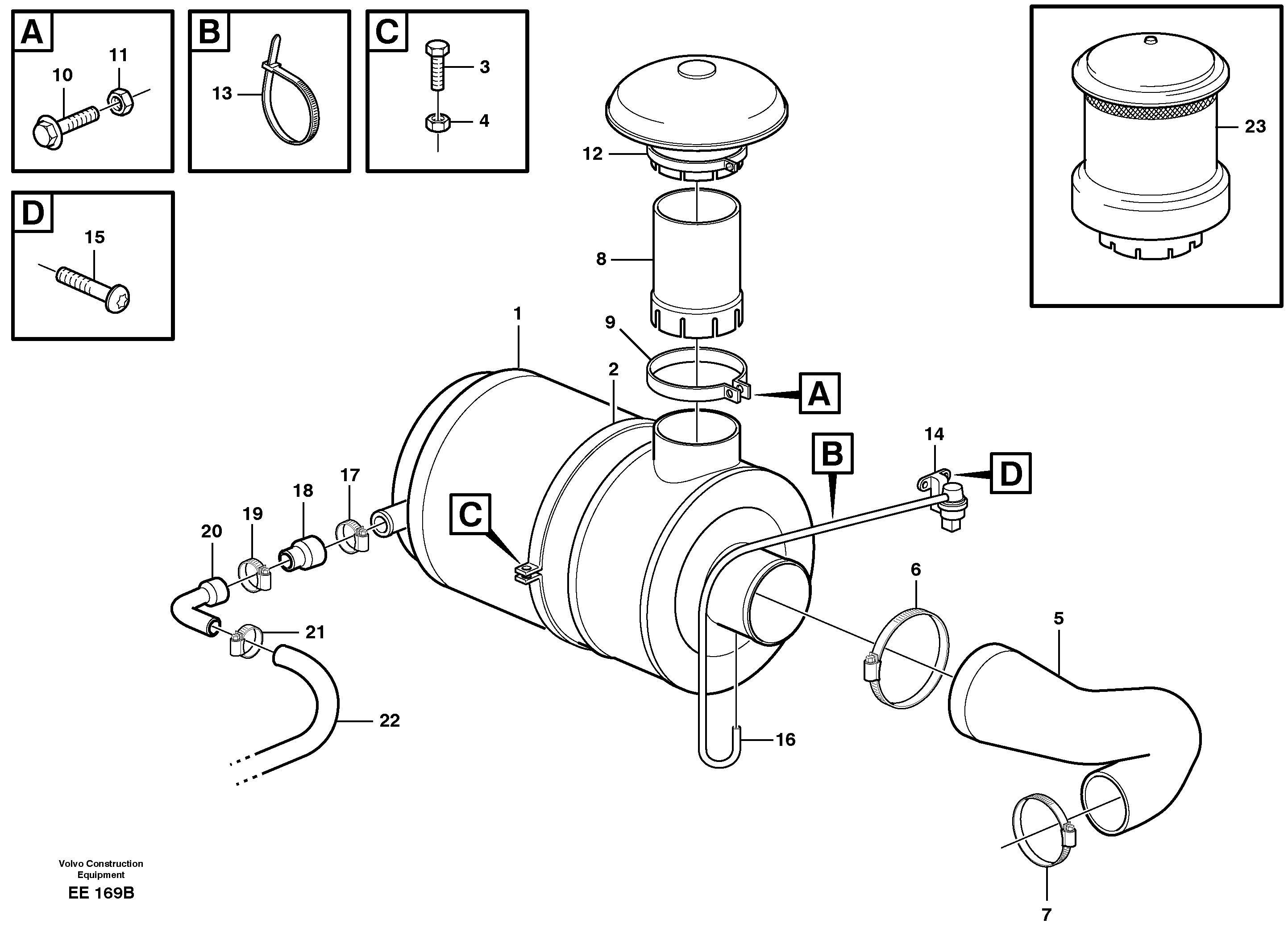 Air filter with fitting parts — volvo parts diagram