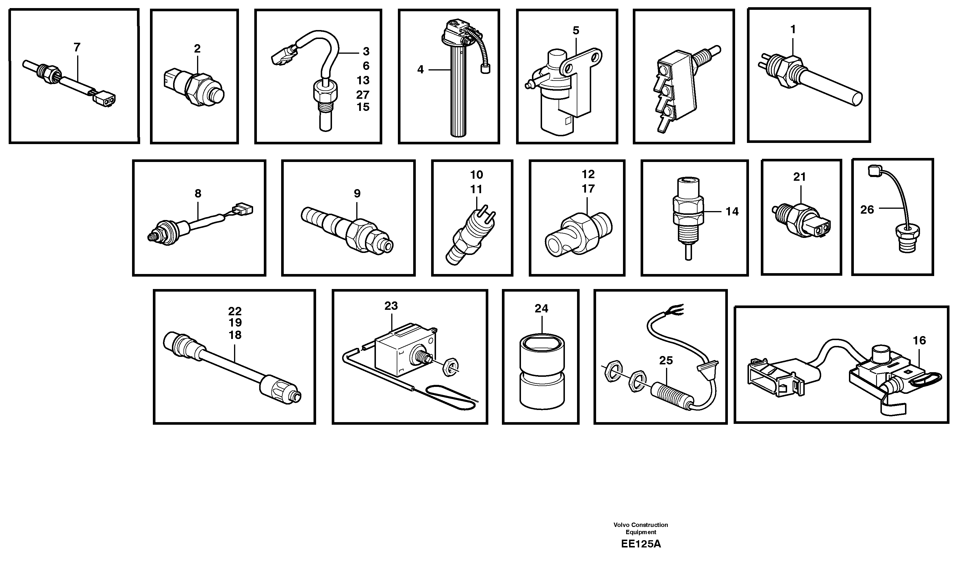 Sensors, reference list — volvo parts diagram