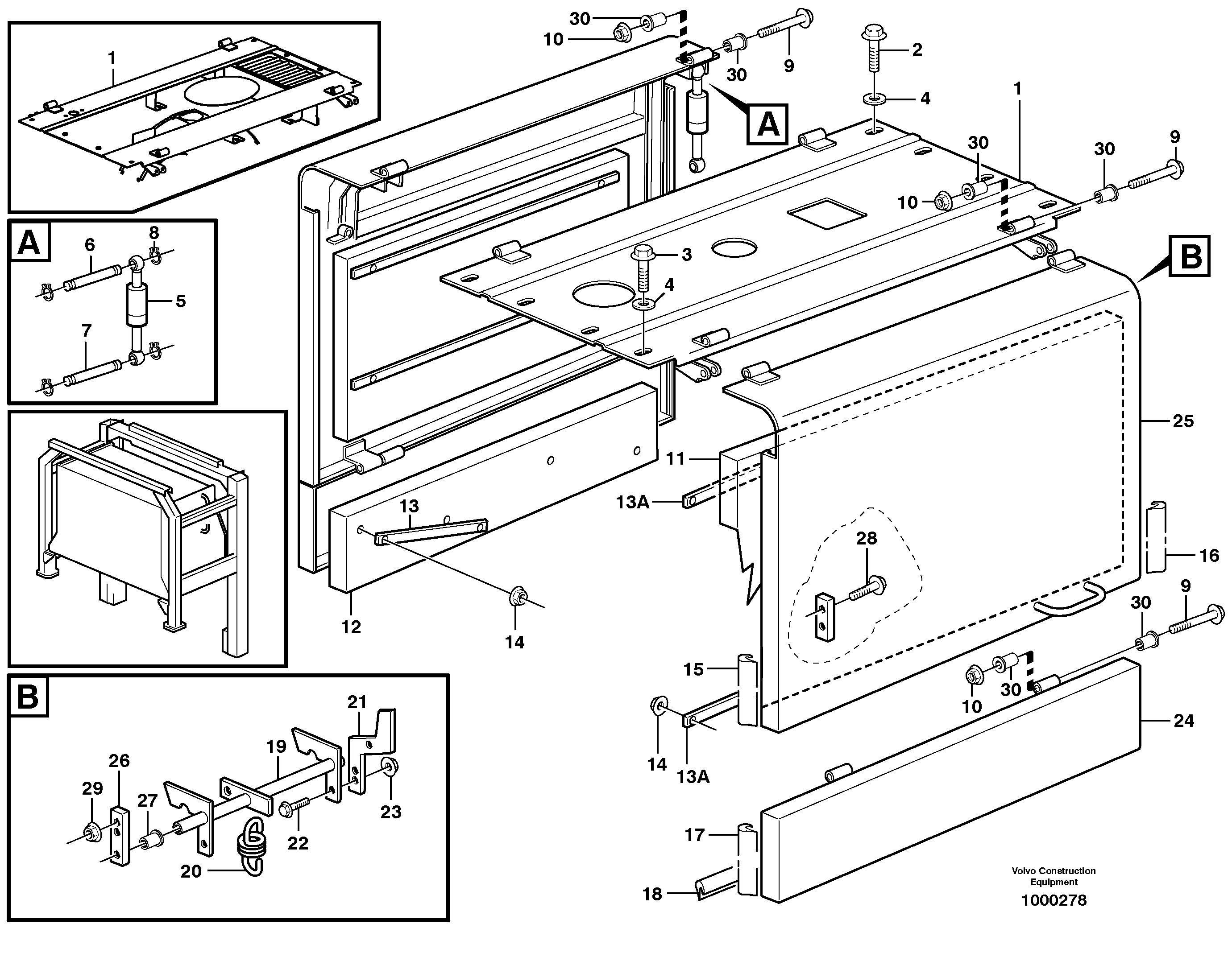 Top plate, side hatches, rear — volvo parts diagram