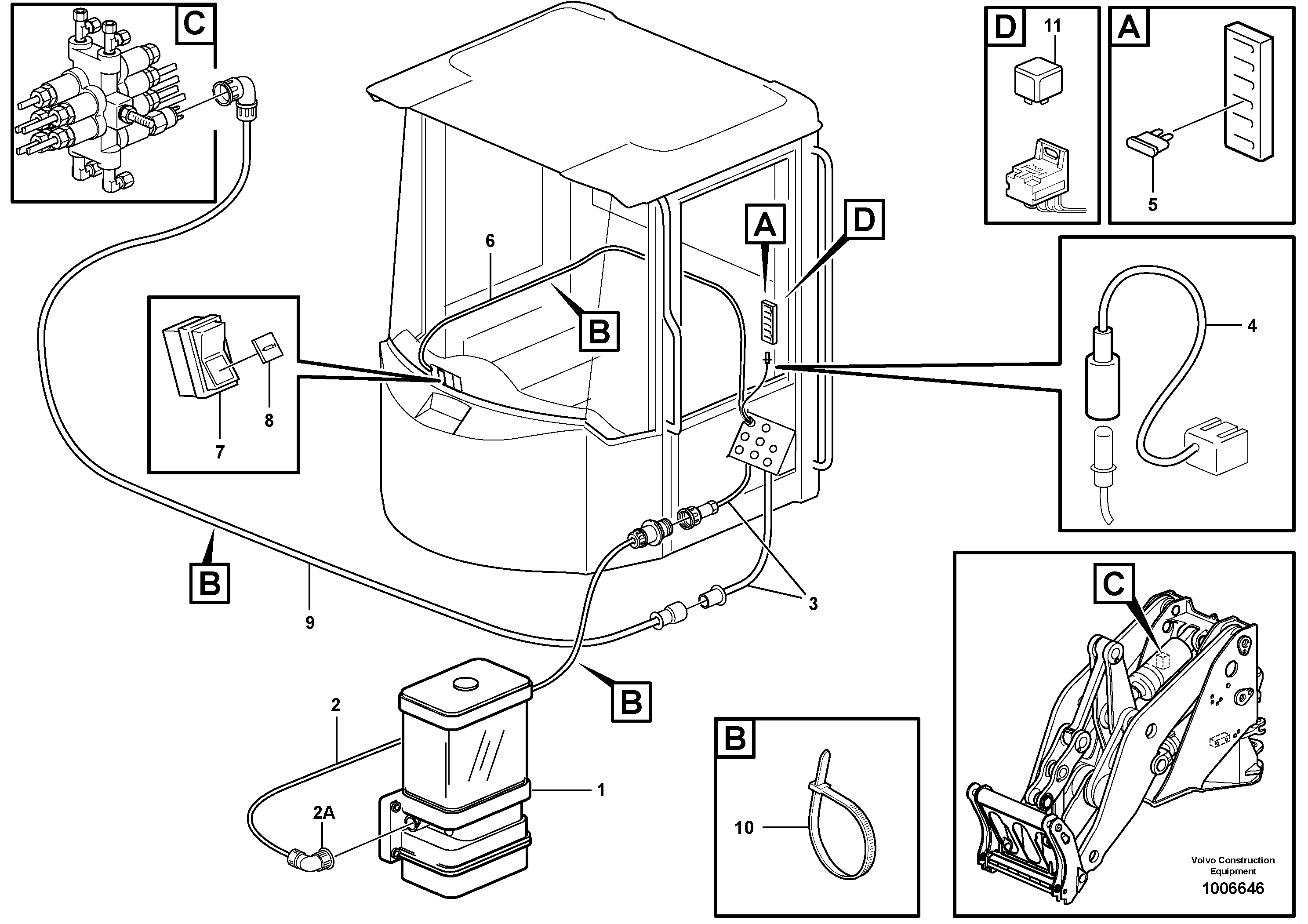 Cable harness, central lubrication. — volvo parts diagram