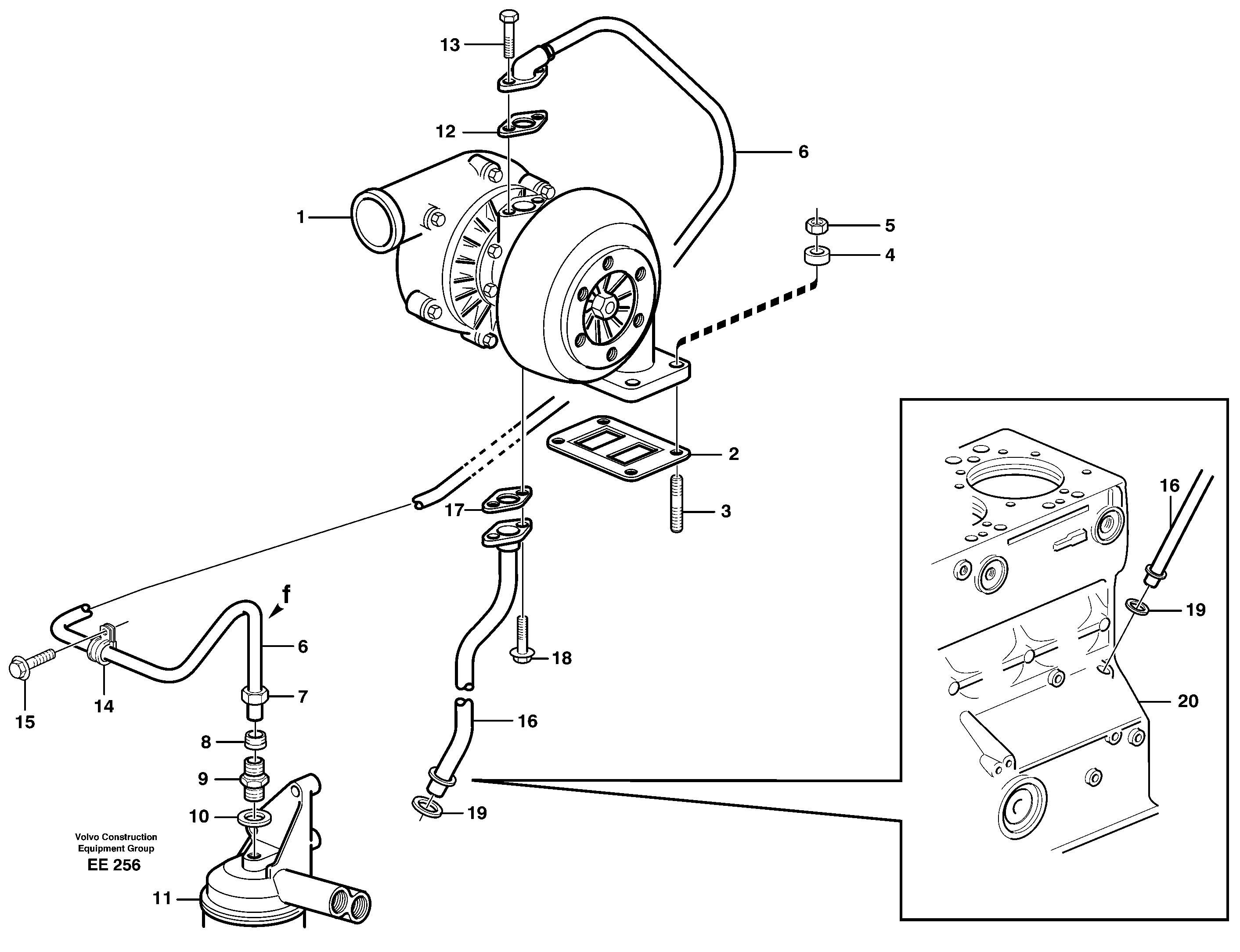 Turbocharger with fitting parts — volvo parts diagram