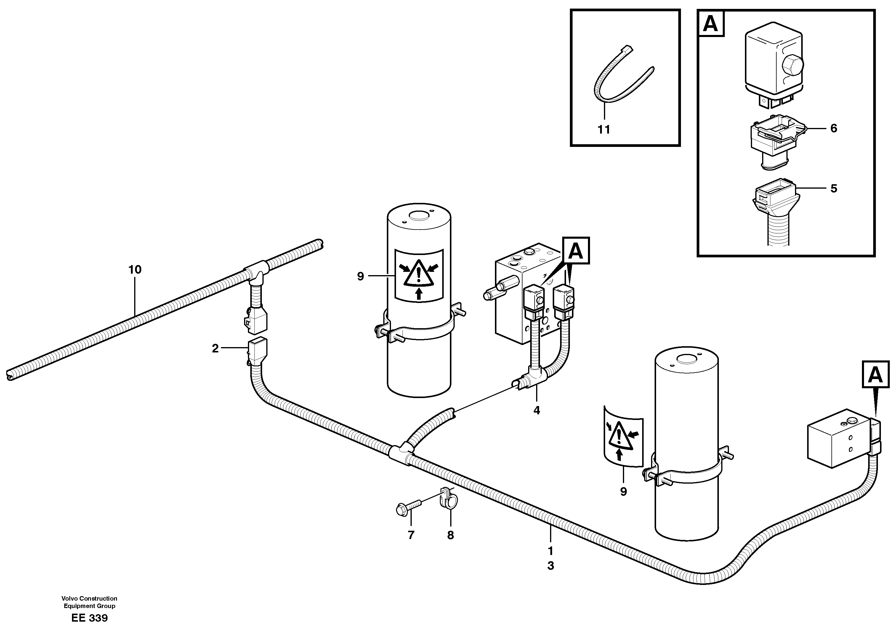 Cable harness, boom suspension system.  80142 — volvo parts diagram
