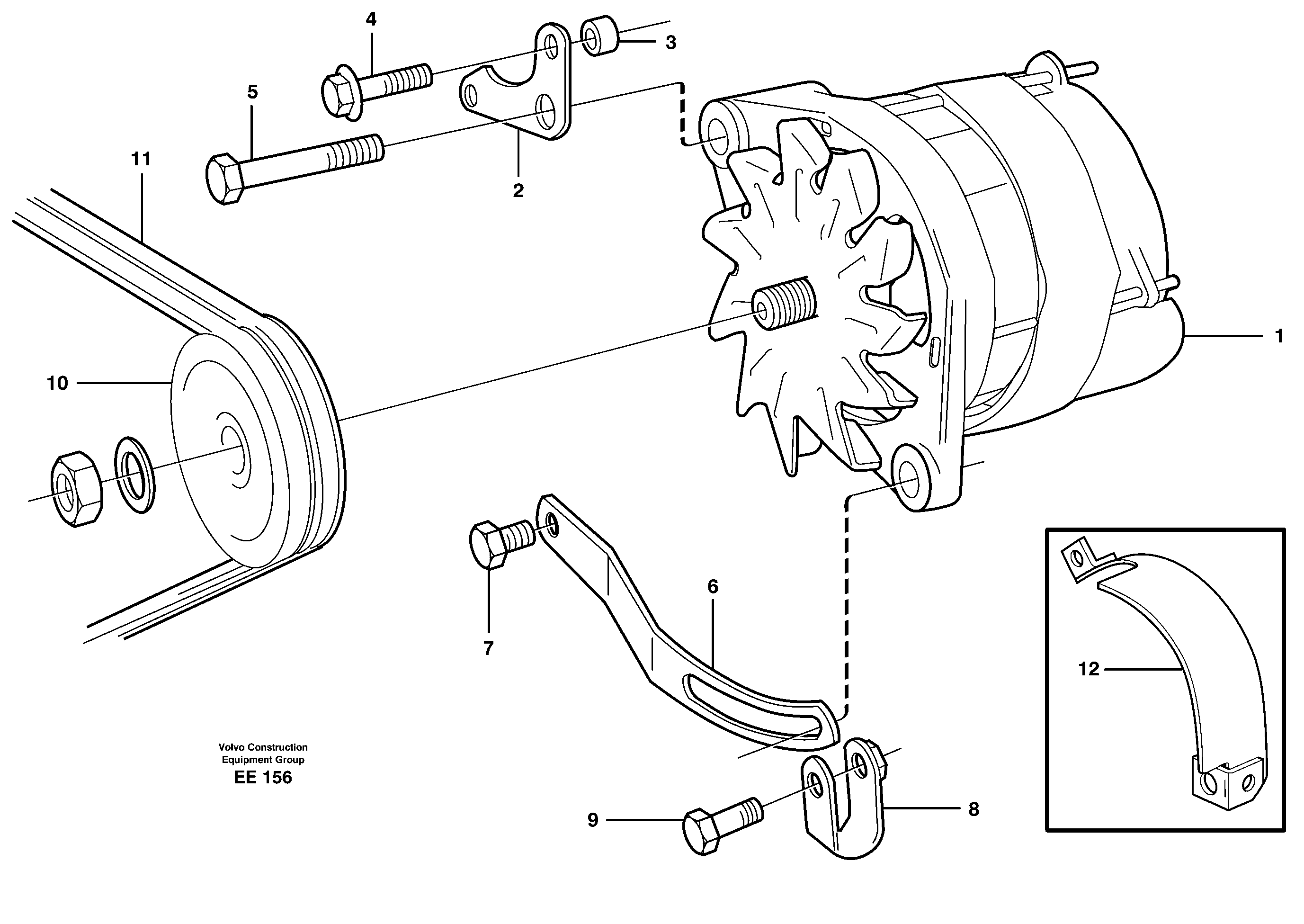 Alternator with assembling details — volvo parts diagram