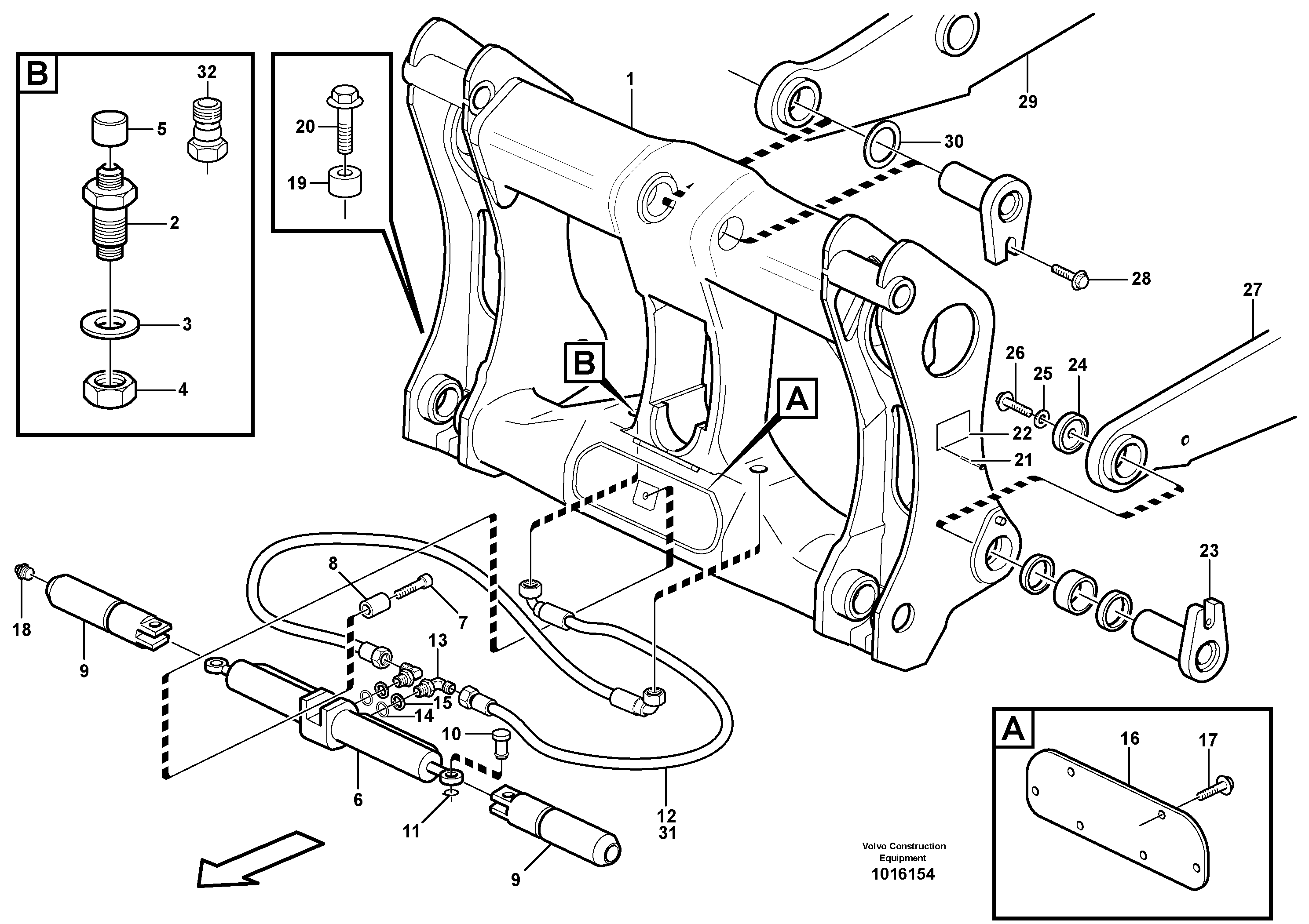 Hydraulic attachment bracket.  93643 — volvo parts diagram