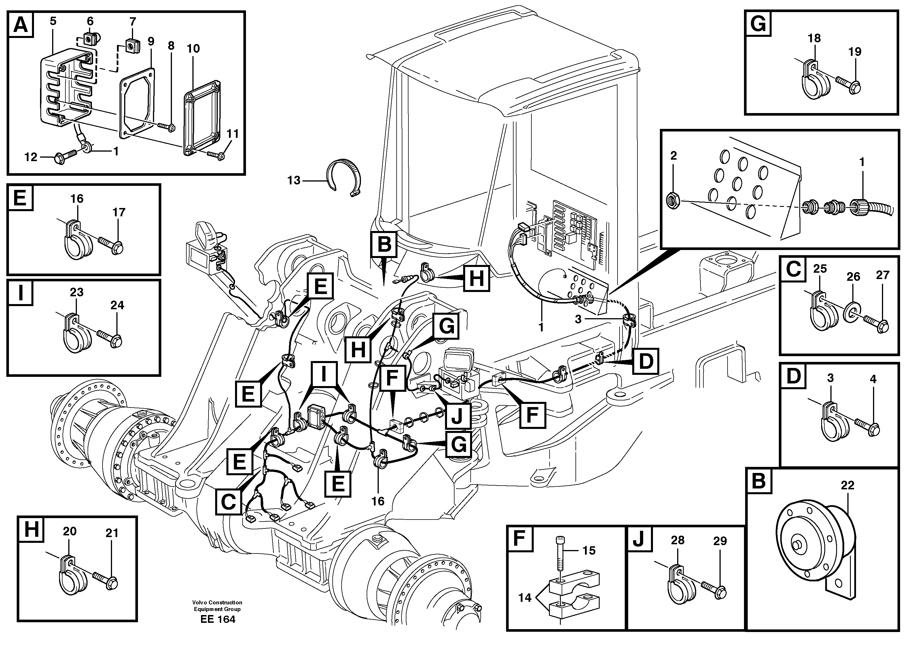 Front cable harness with assembly parts  STD, 33361 IRAN — volvo parts diagram