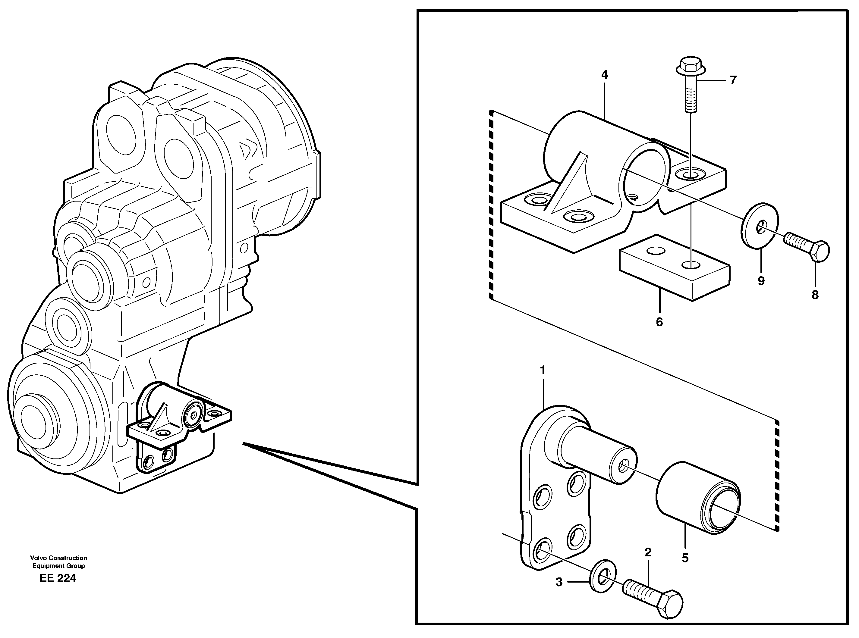 Gear box housing with fitting parts — volvo parts diagram