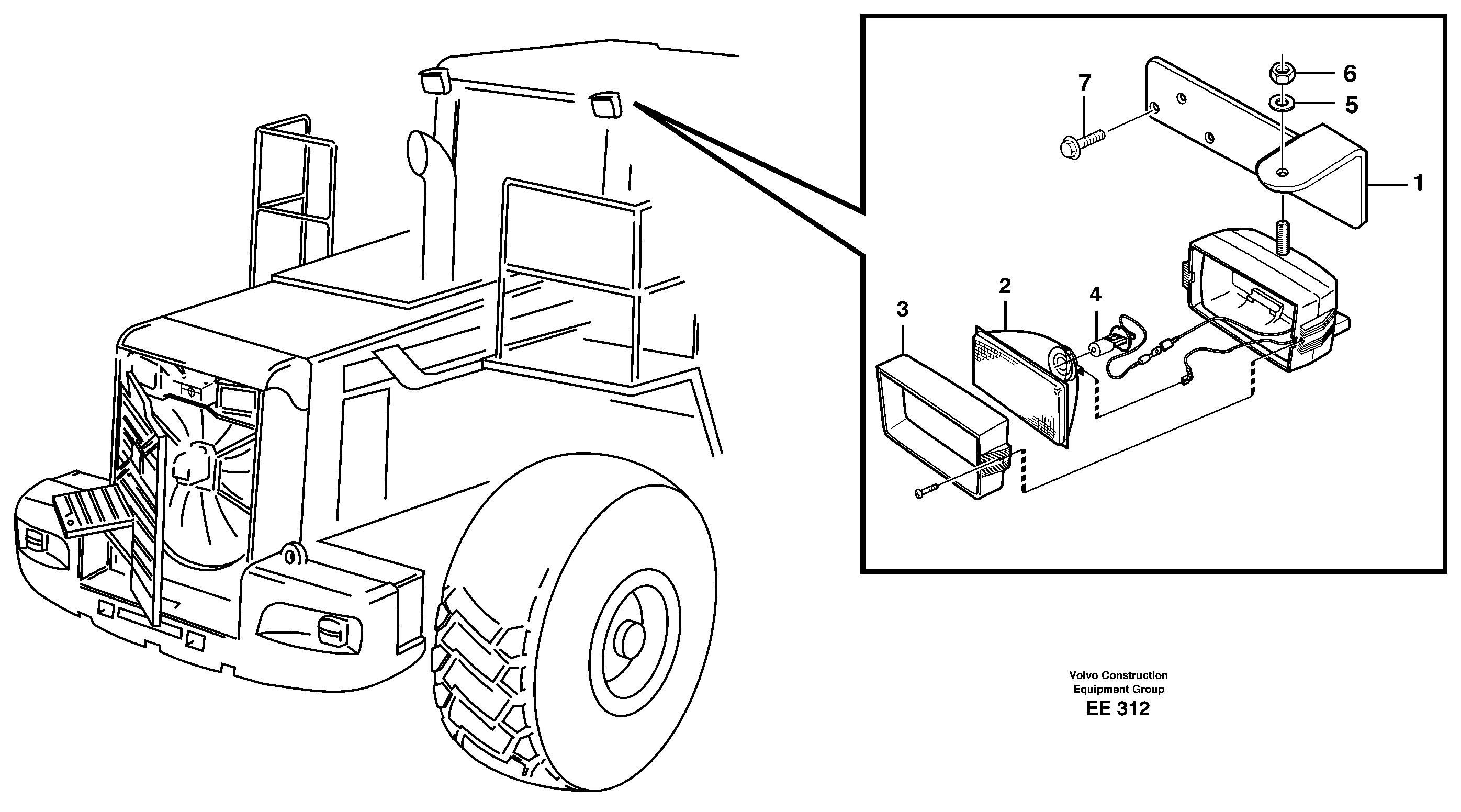 Work lights, rear  93792 — volvo parts diagram