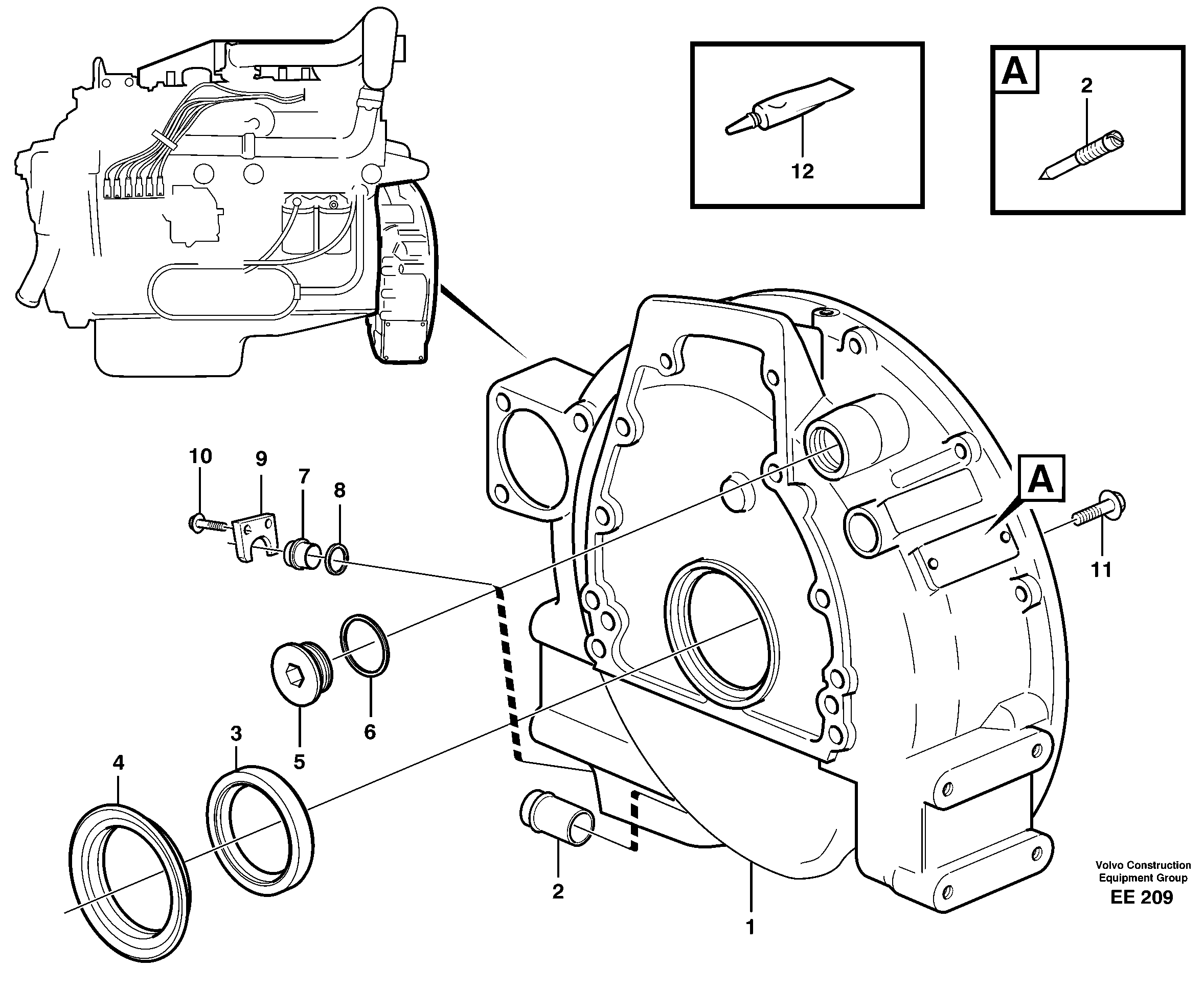 Flywheel housing — volvo parts diagram
