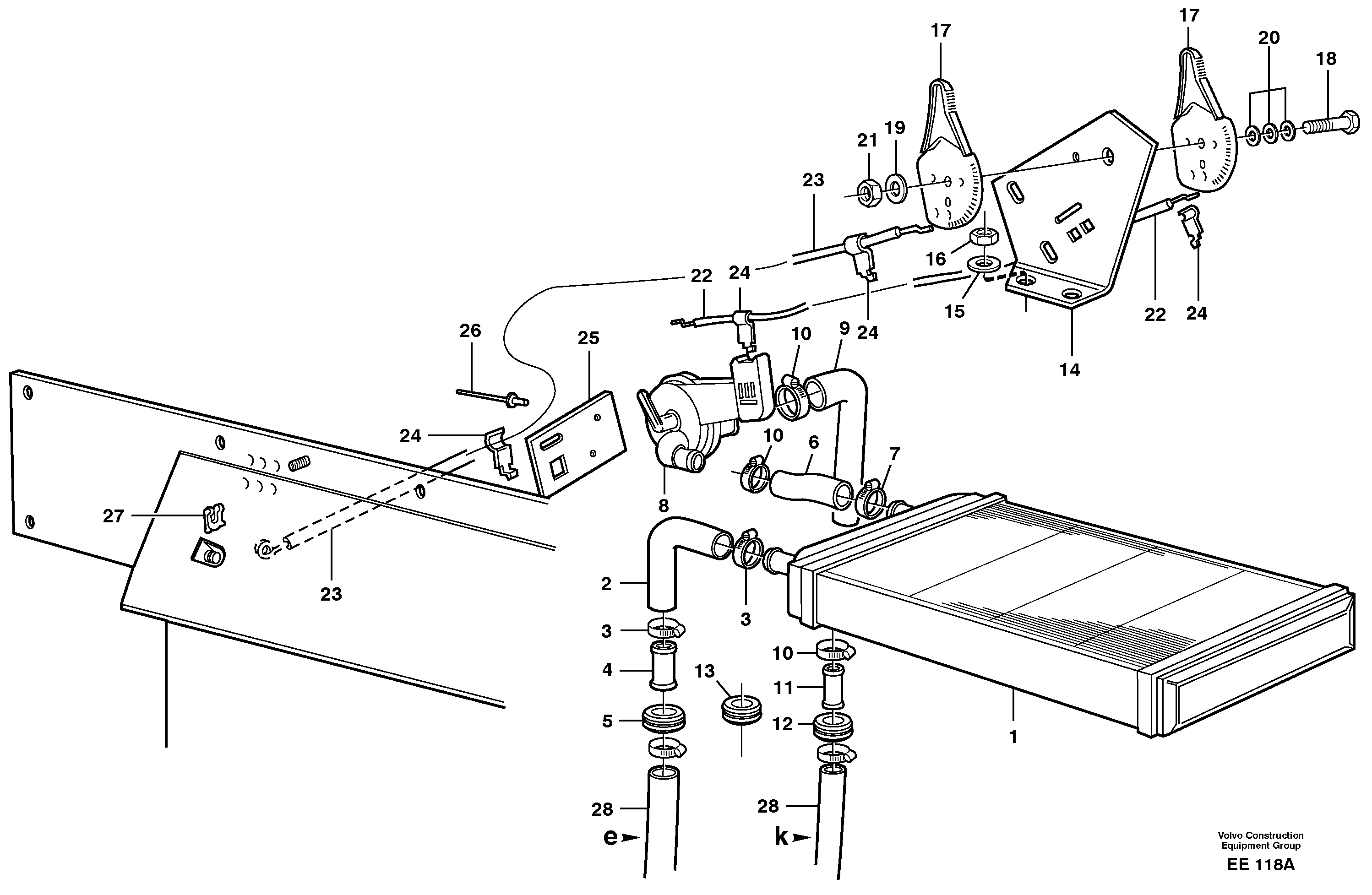 Radiator and control — volvo parts diagram