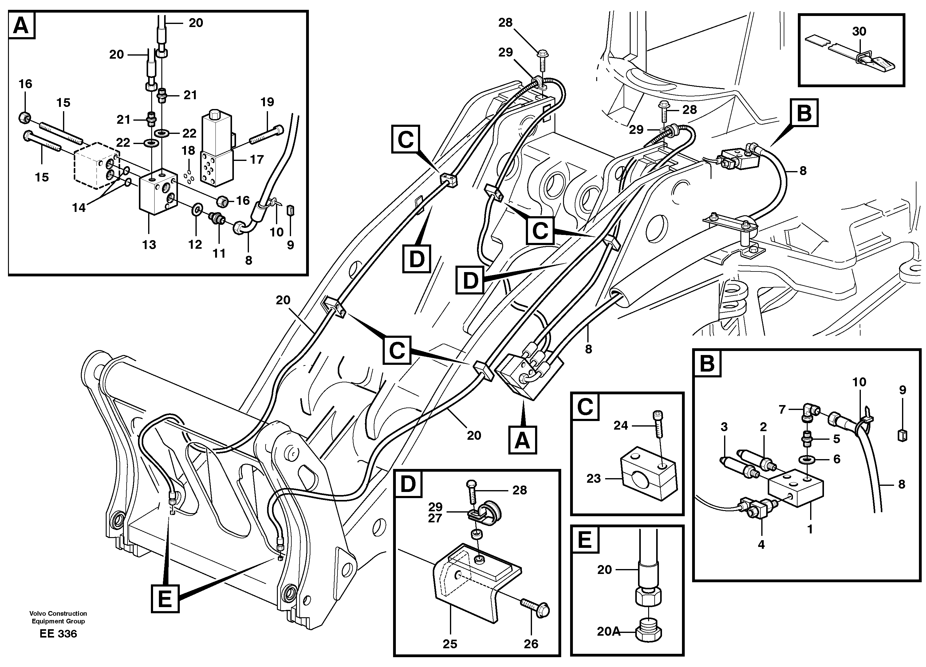 Hydraulic system for attachment bracket.  80286, 80289 — volvo parts diagram