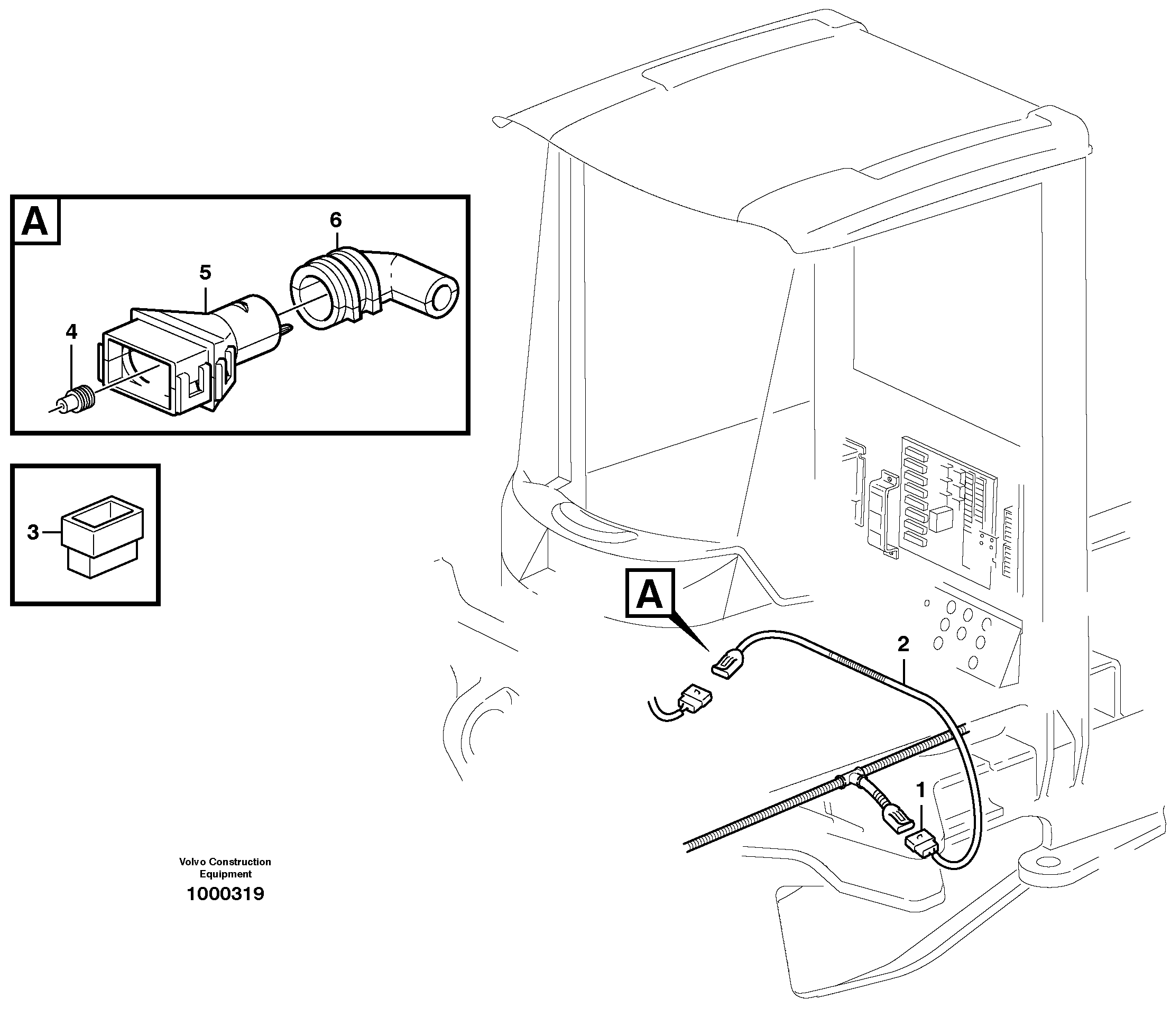 Cable harnesses, cab  93961 — volvo parts diagram