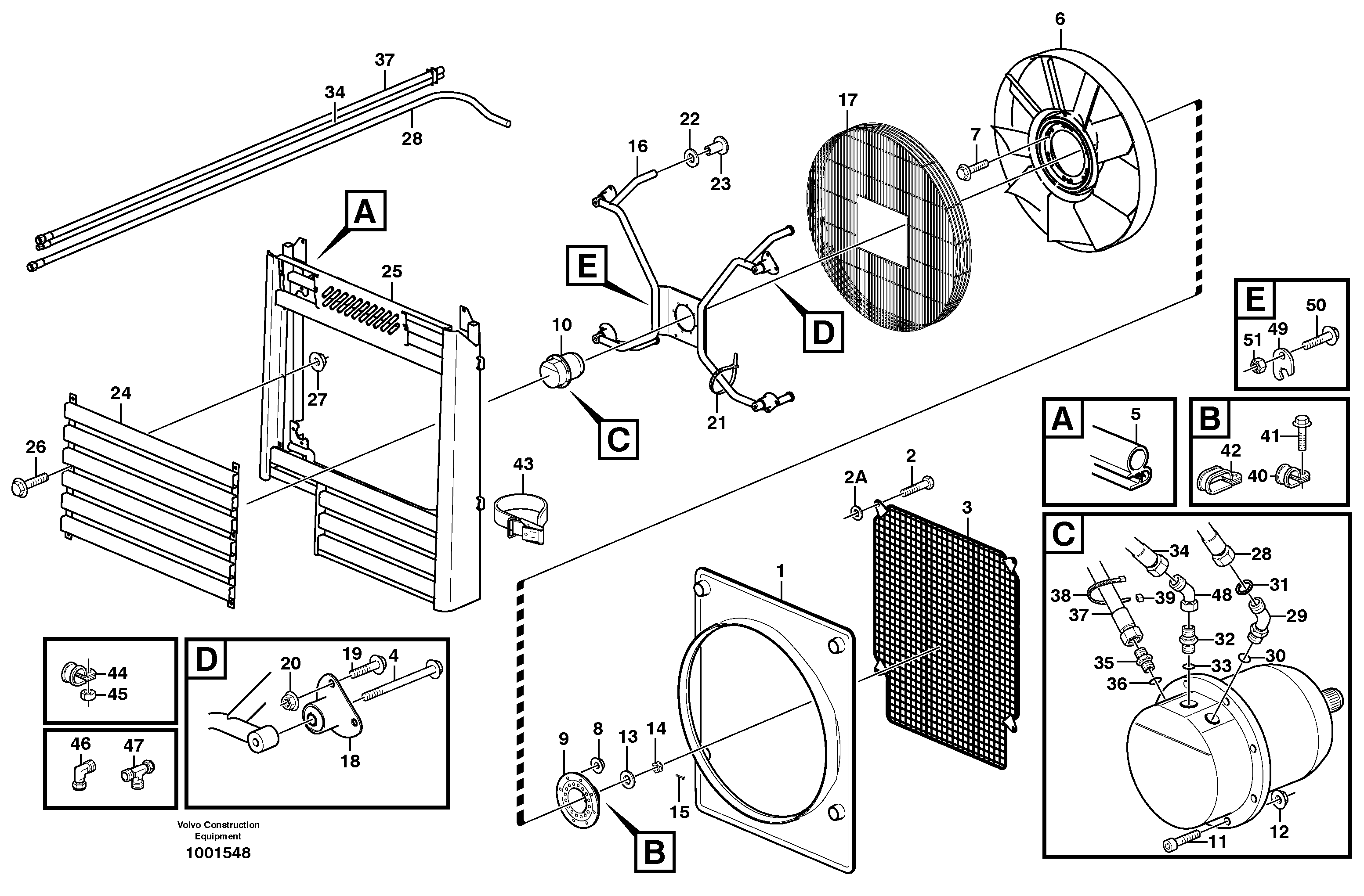 Fan and fan shroud  93961 — volvo parts diagram