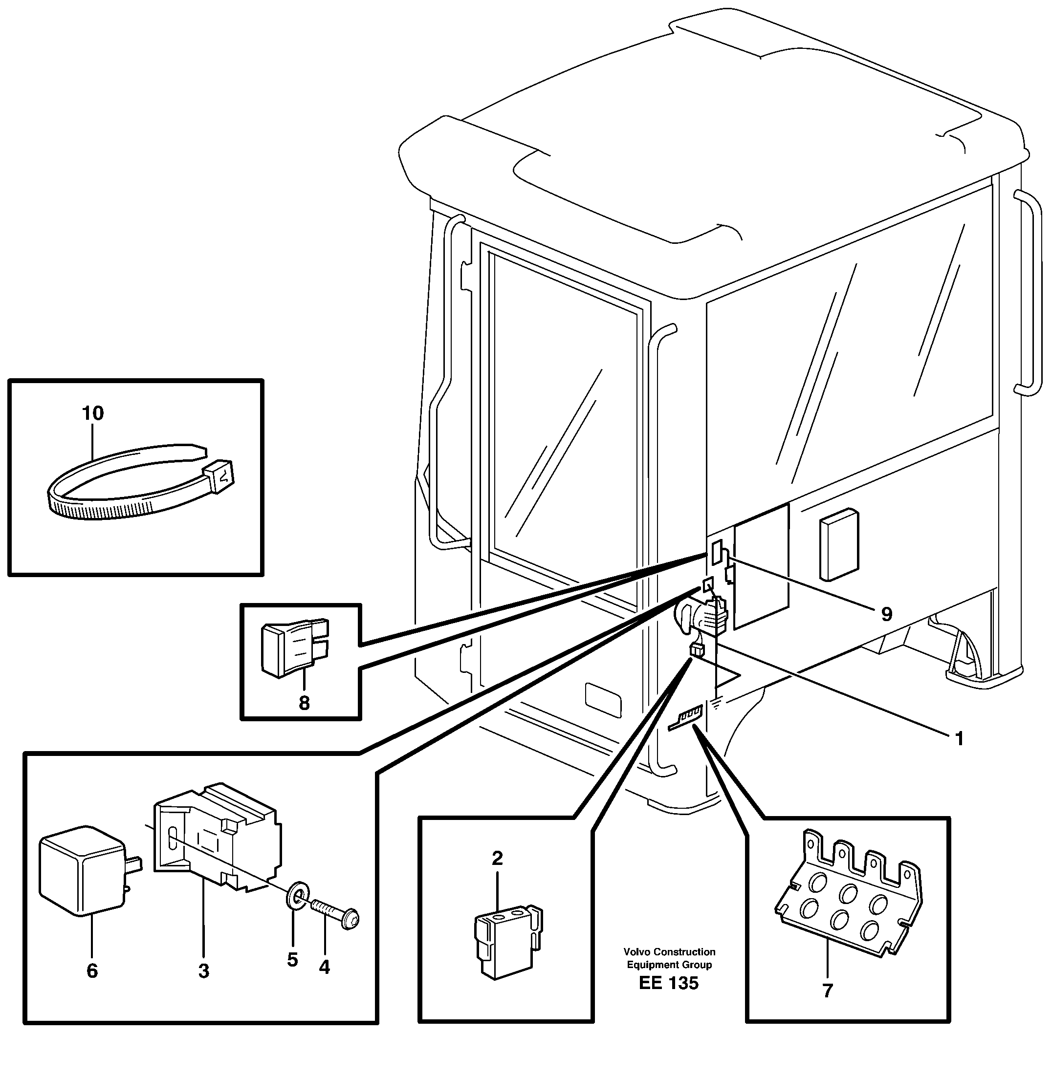 Cable harness, air-suspensioned seat.  80506, 80572 — volvo parts diagram