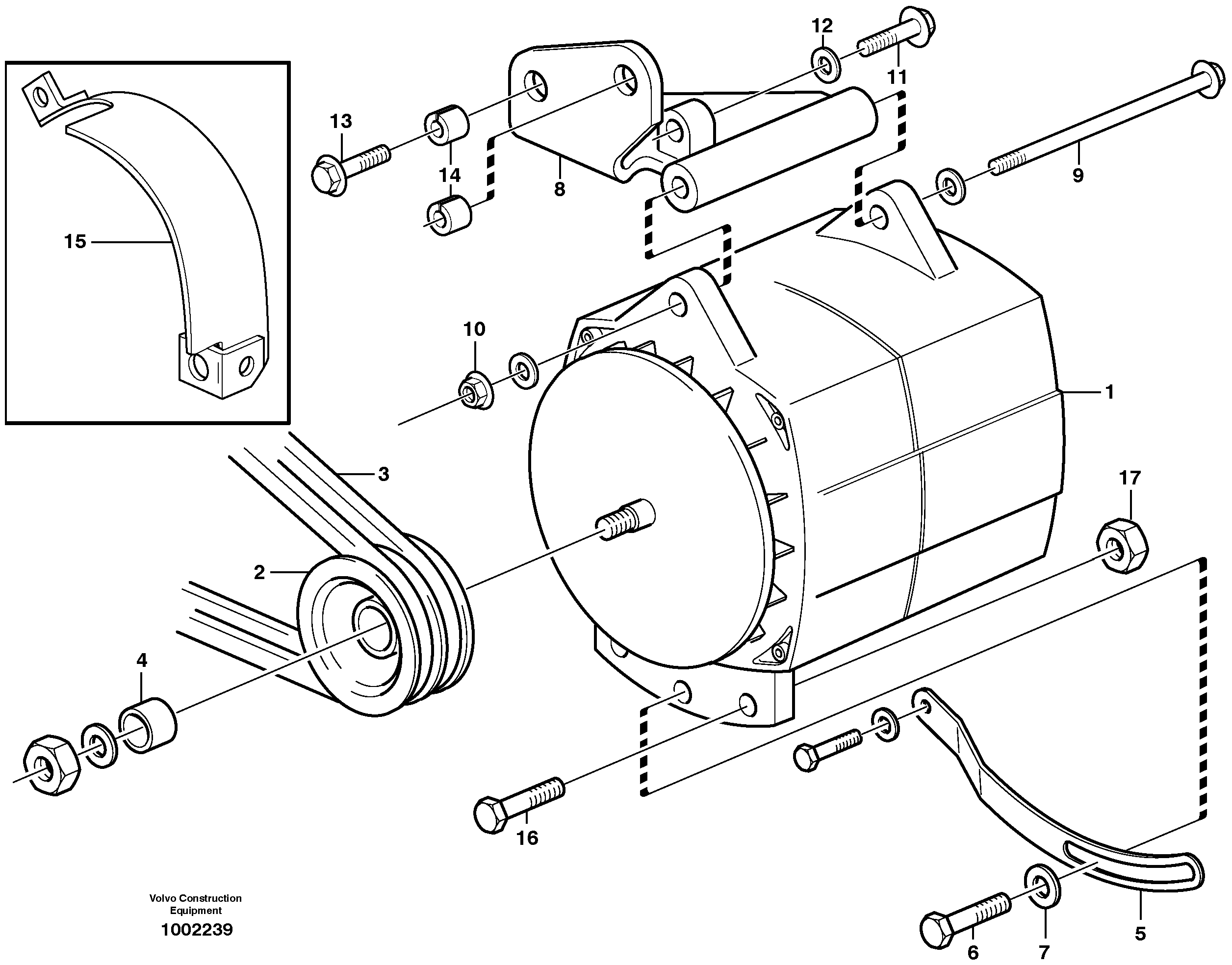 Alternator with fitting parts, 100amp  80273 — volvo parts diagram