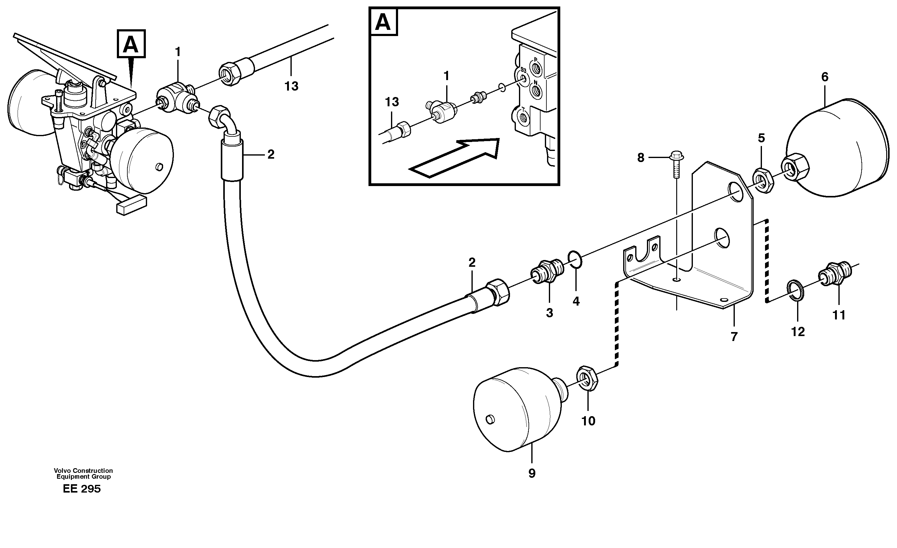 Footbrake valve with clutches. — volvo parts diagram