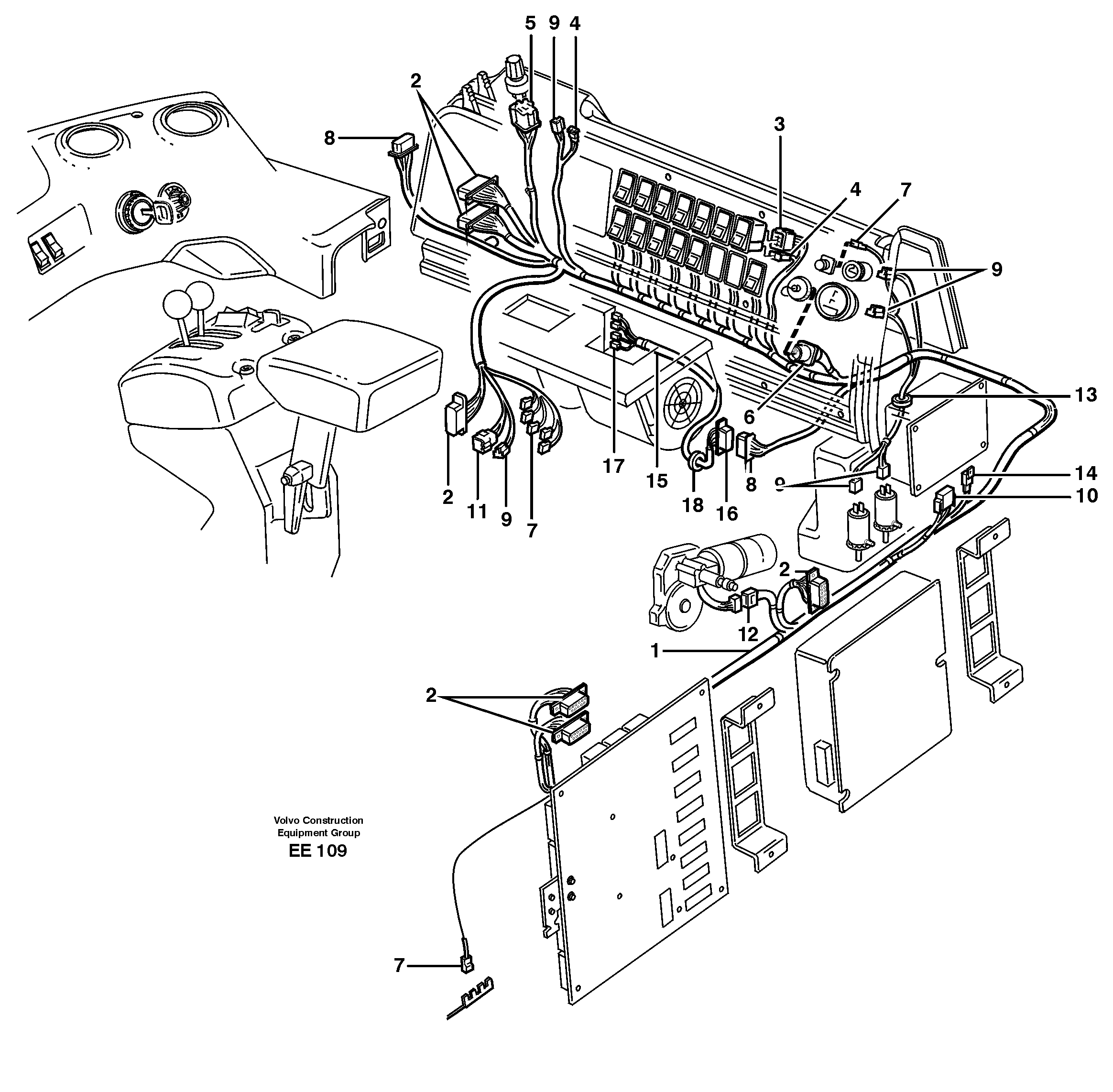 Cable harnesses, control panel — volvo parts diagram