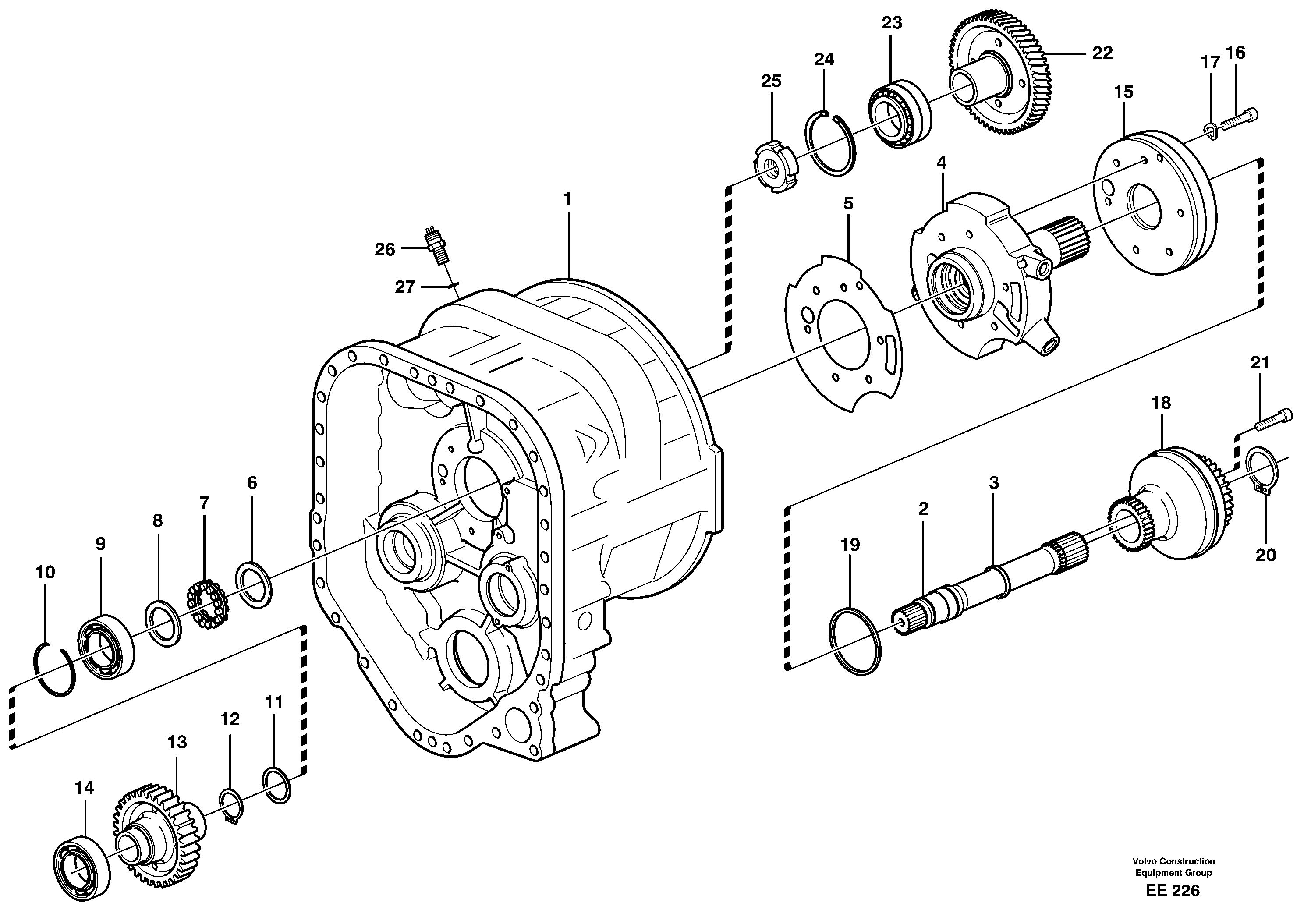 Converter housing, gears and shafts — volvo parts diagram