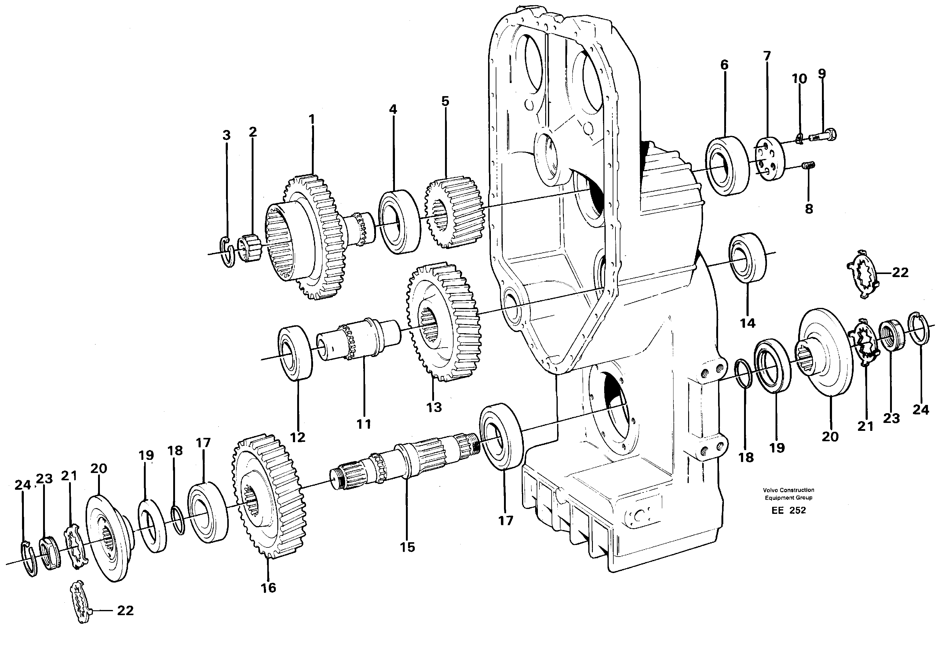 Transfer case, gears and shafts — volvo parts diagram