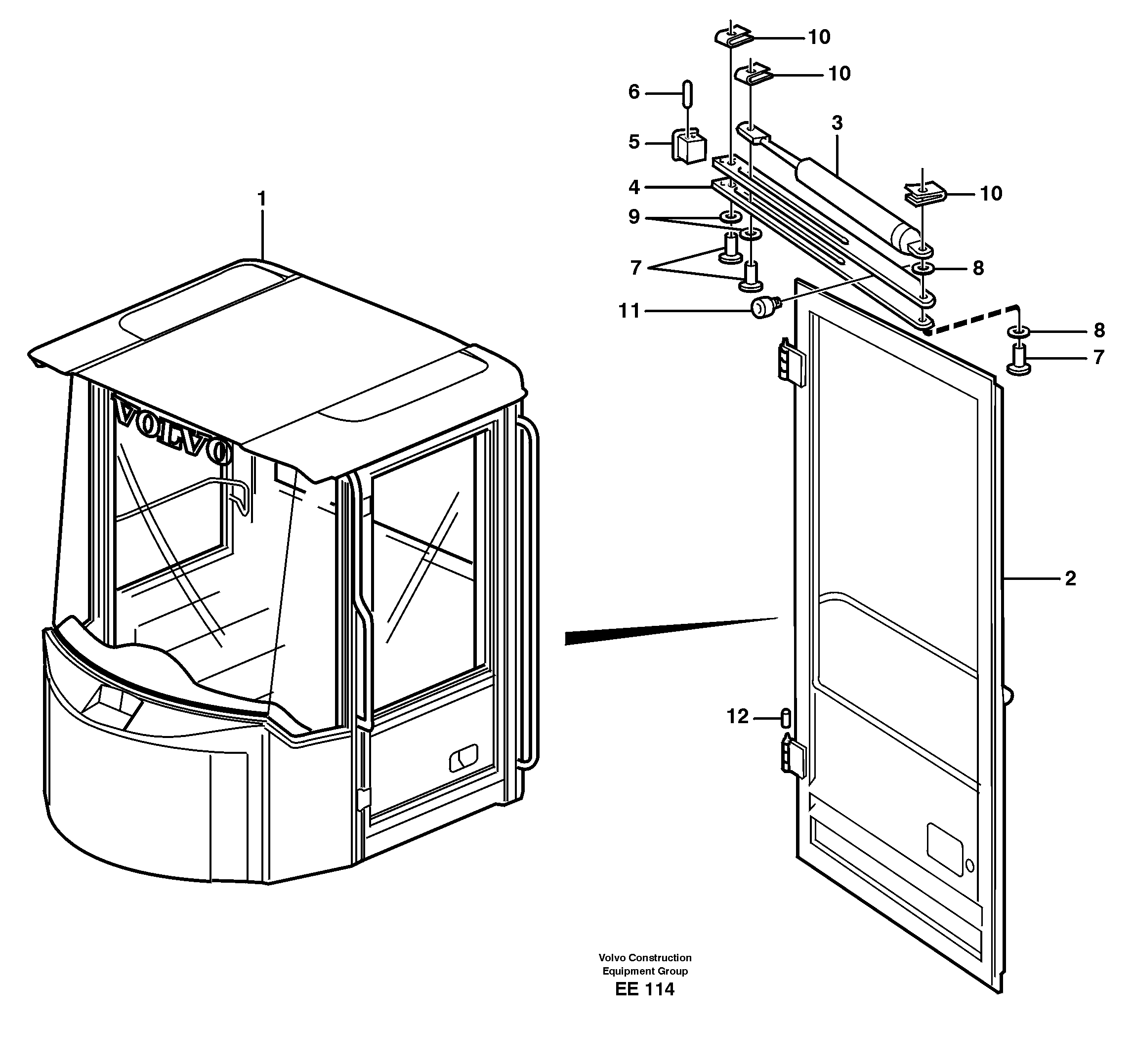 Door with fitting parts — volvo parts diagram