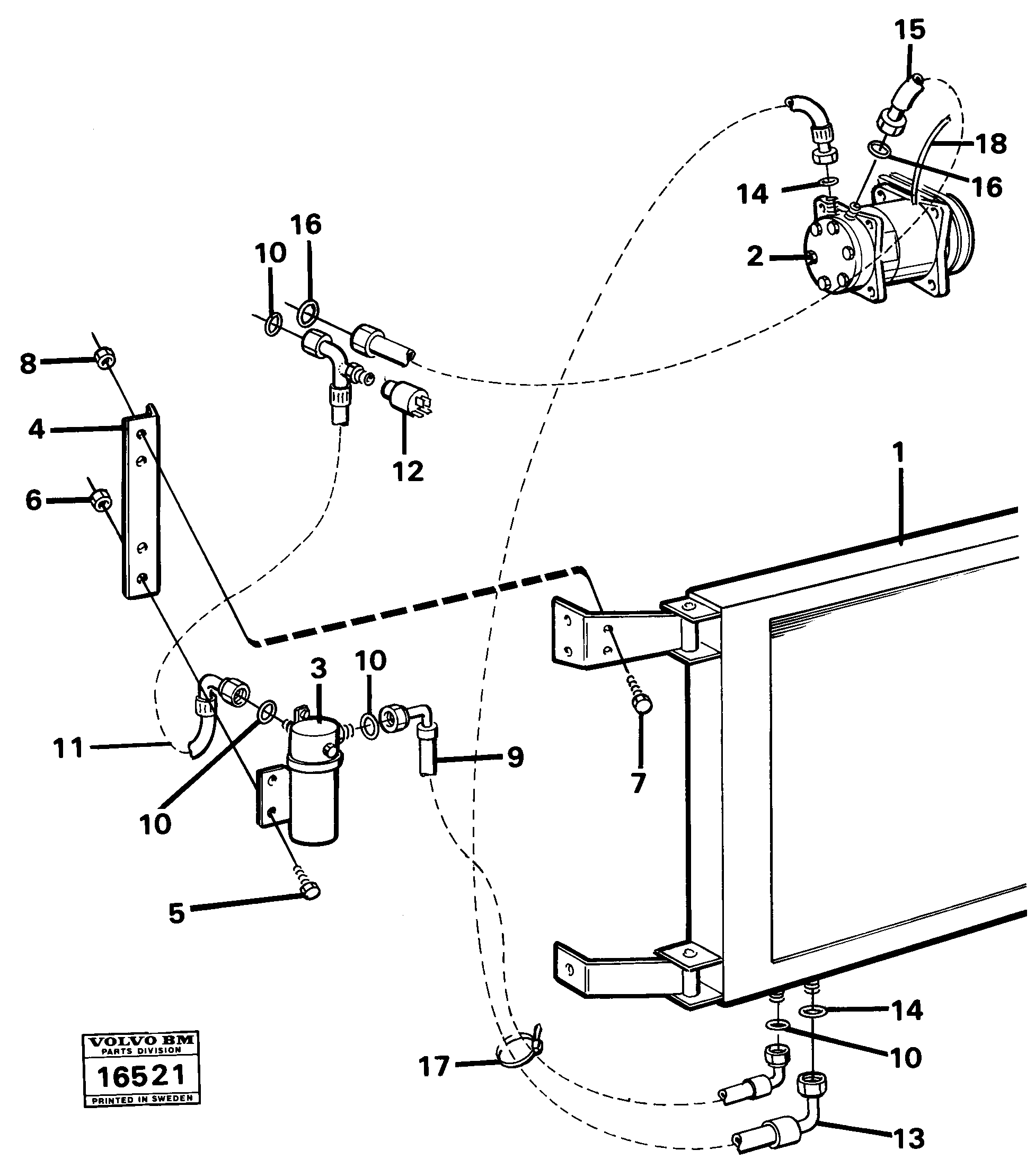 Air-conditioning cooling plant 90519 — volvo parts diagram