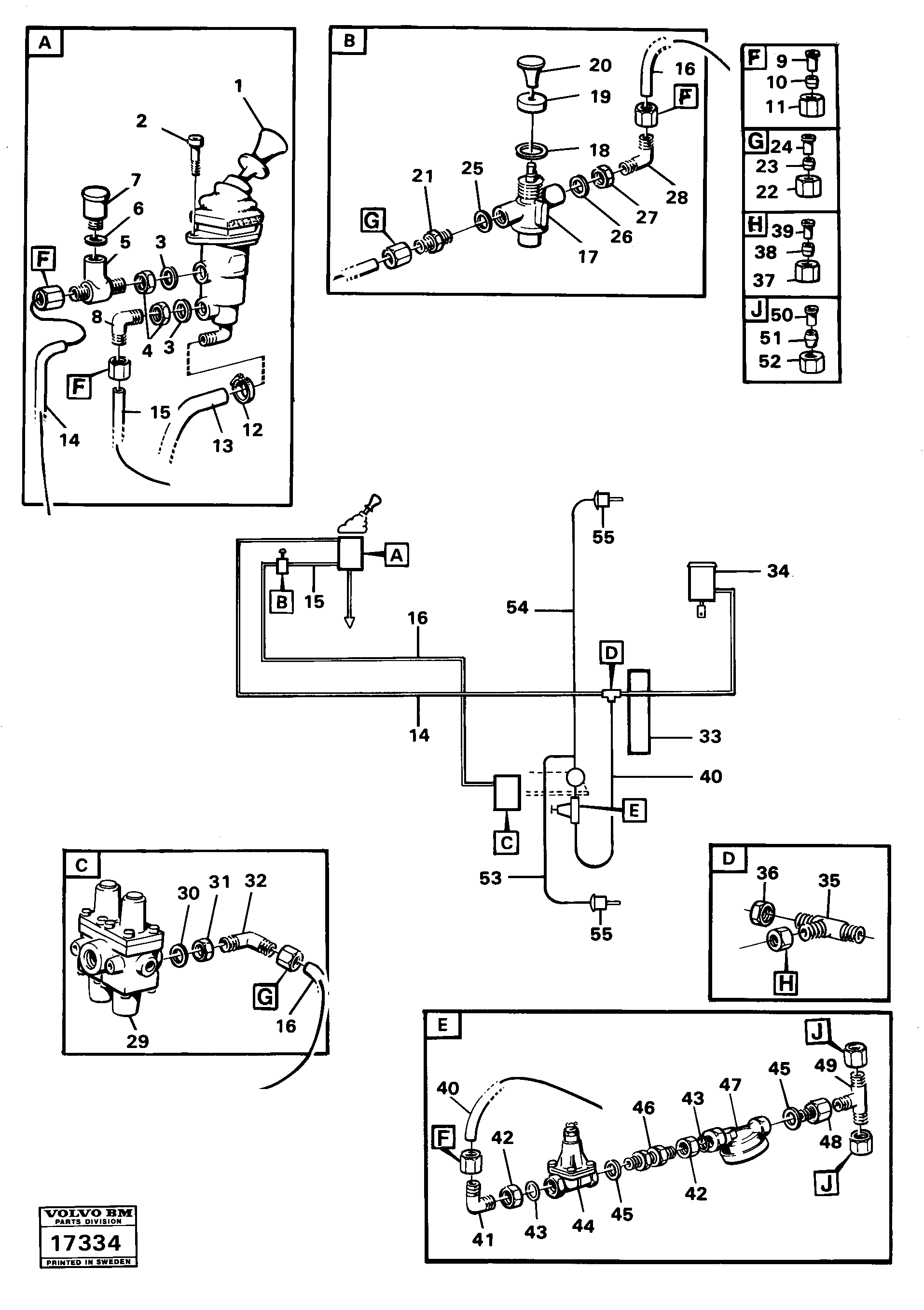 Barking brake, tractor pneumatic system foot Board. — volvo parts diagram