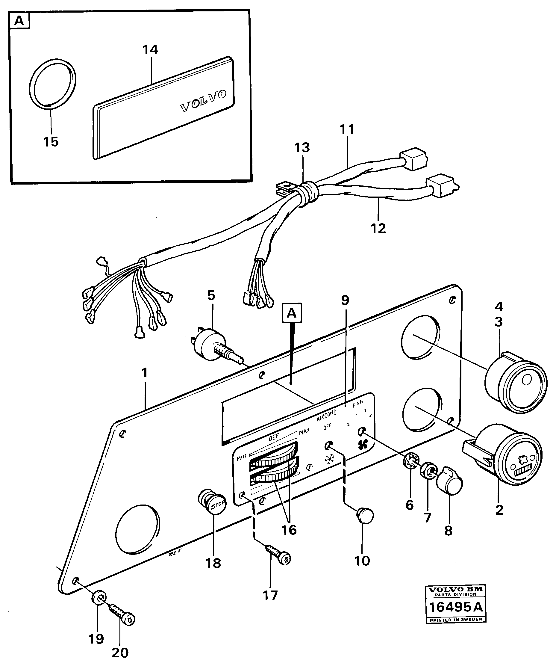Instrumentpanel, left — volvo parts diagram