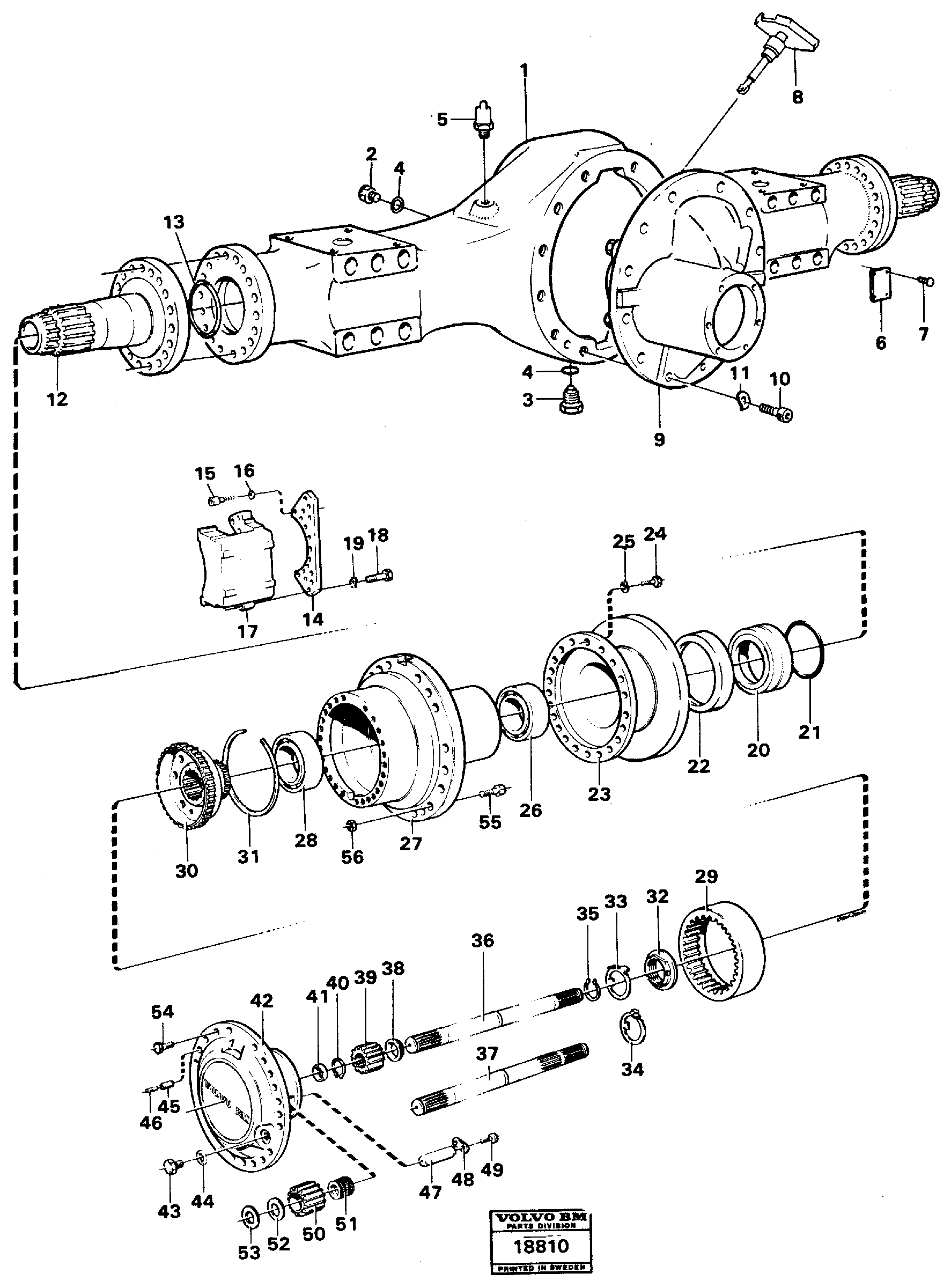 Planet shaft rear ah 54 f Prod Nr 23550 — volvo parts diagram