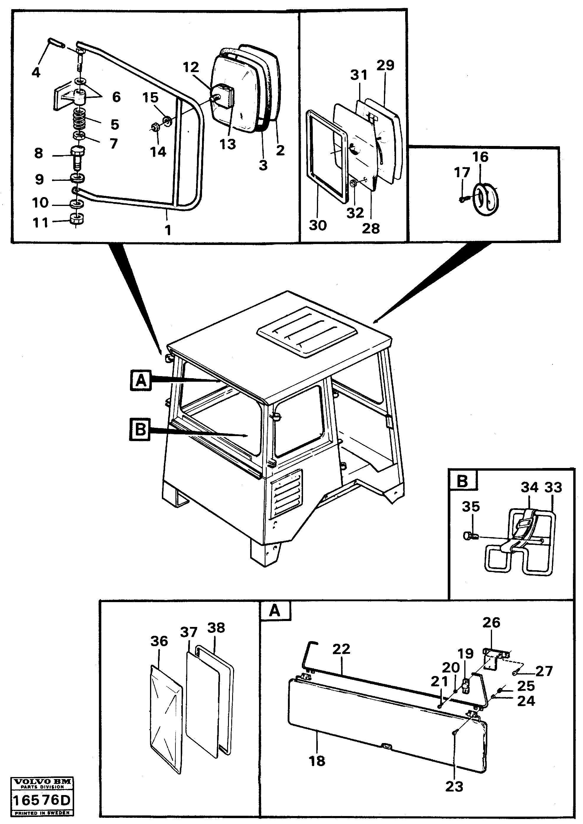 Rear view mirrors and sun vizors — volvo parts diagram