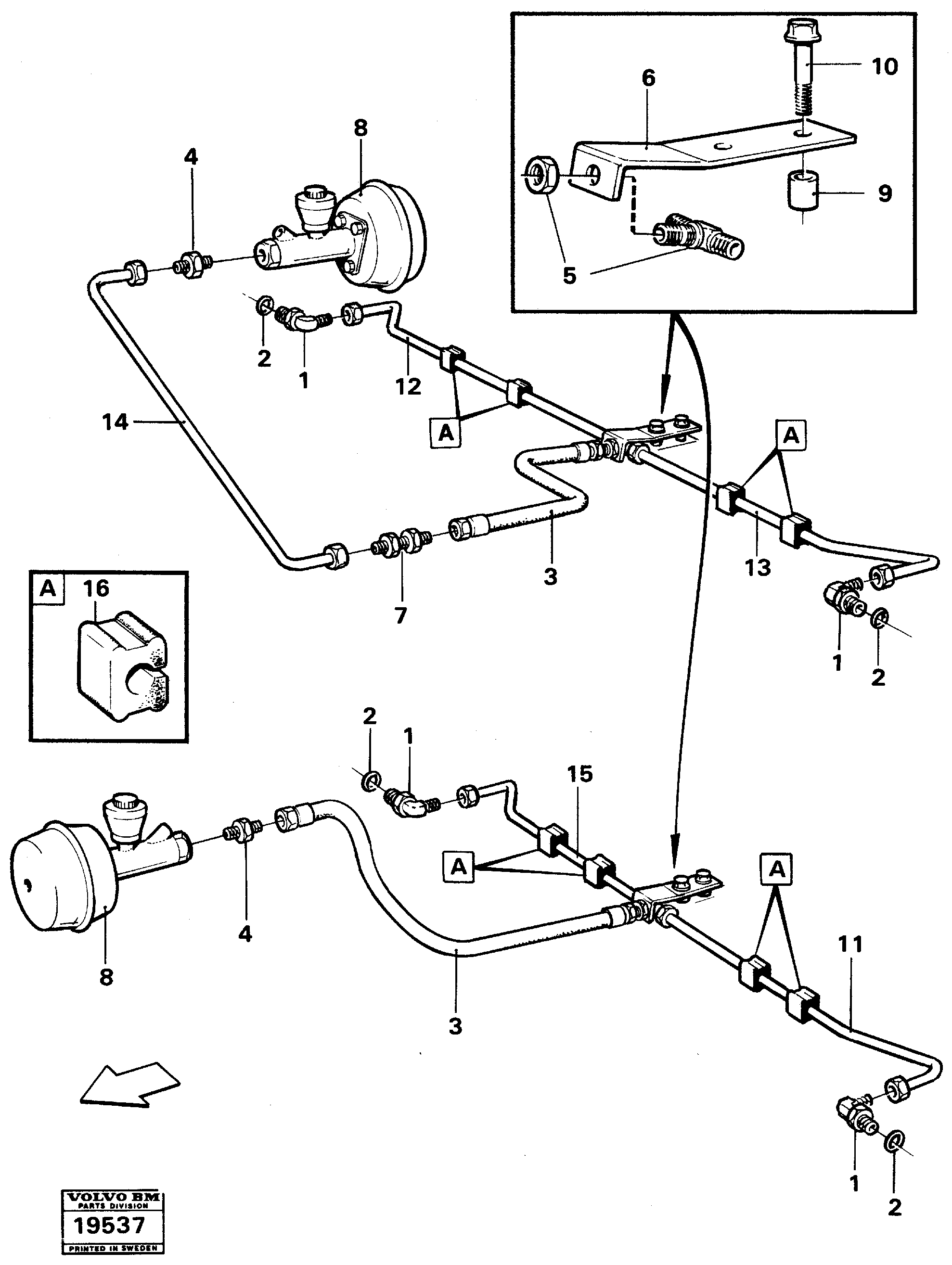 Hydraulic brake-system trailer 6x6 — volvo parts diagram