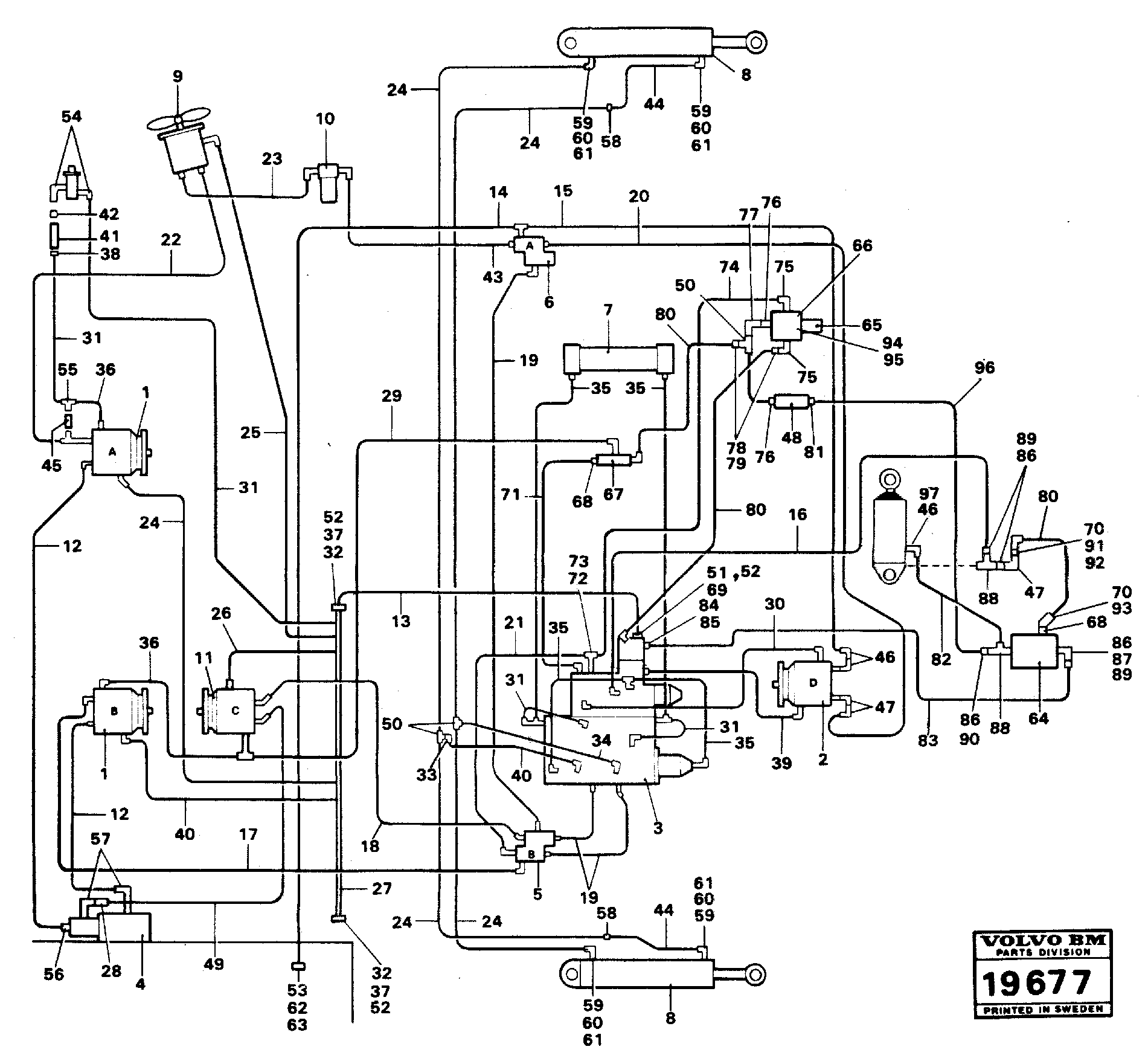 Pipes, hoses and joints 4 X 4 Tillv Nr 4066 - — volvo parts diagram