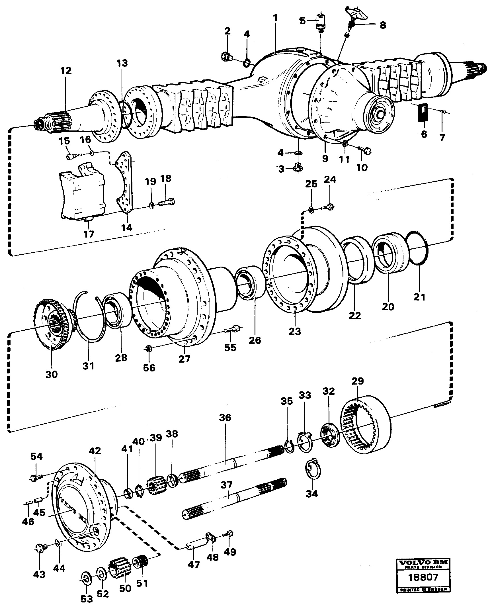 Planet shaft 6x6 rear ah 54 d Prod Nr 23538 — volvo parts diagram