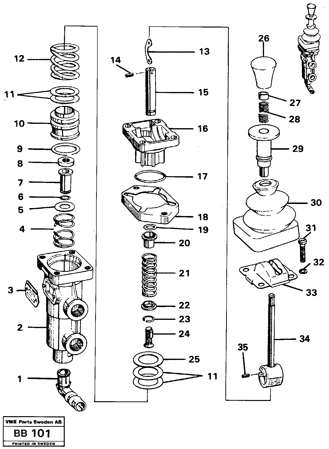 Parking brake valve — volvo parts diagram