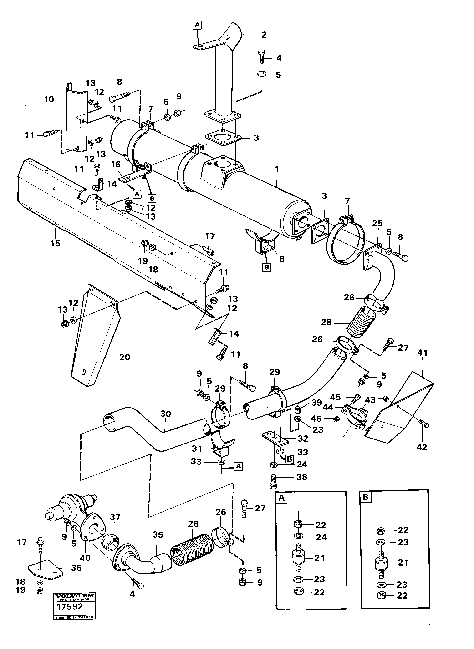 Exhaust system — volvo parts diagram