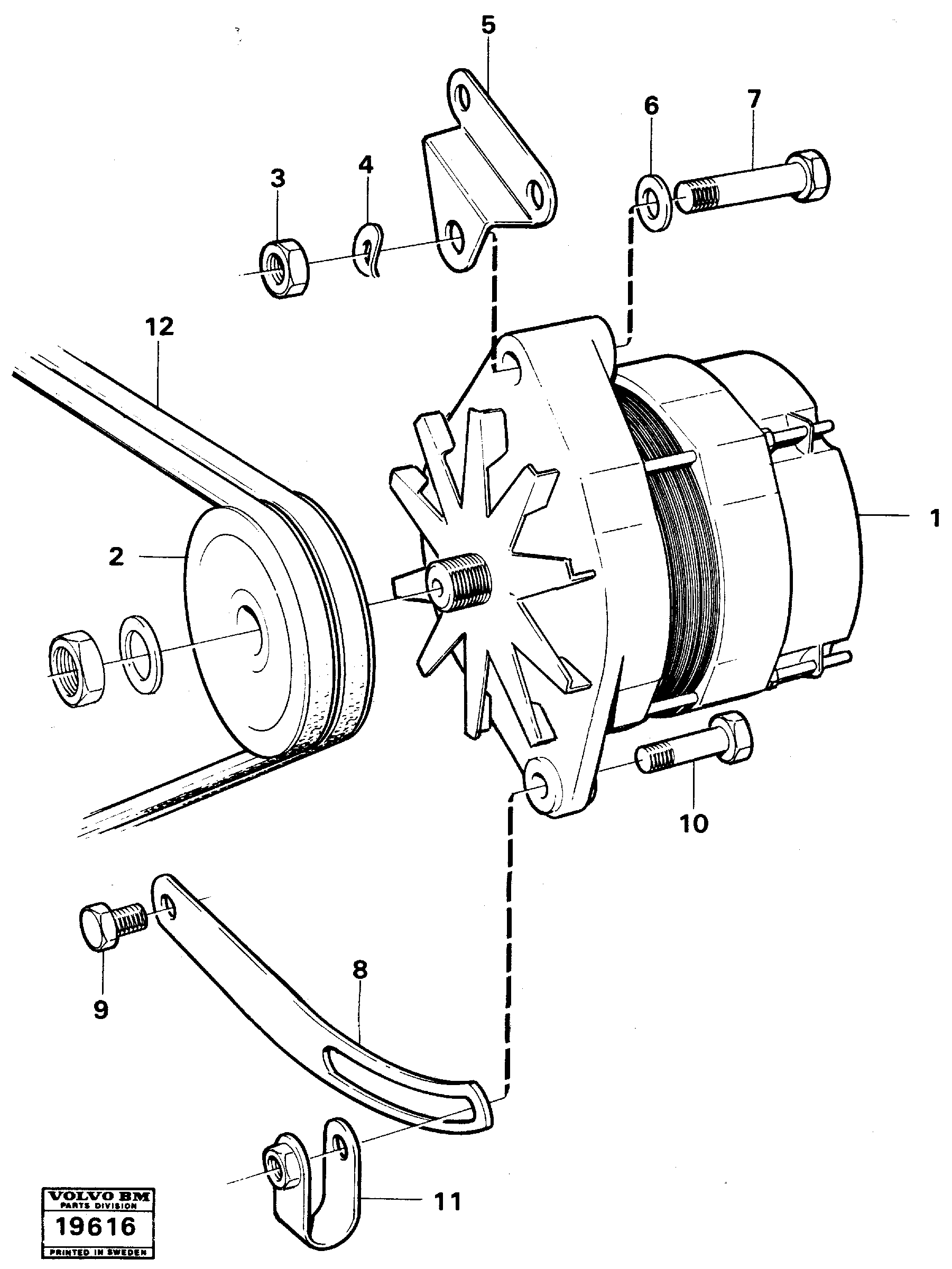 Alternator with assembling details — volvo parts diagram