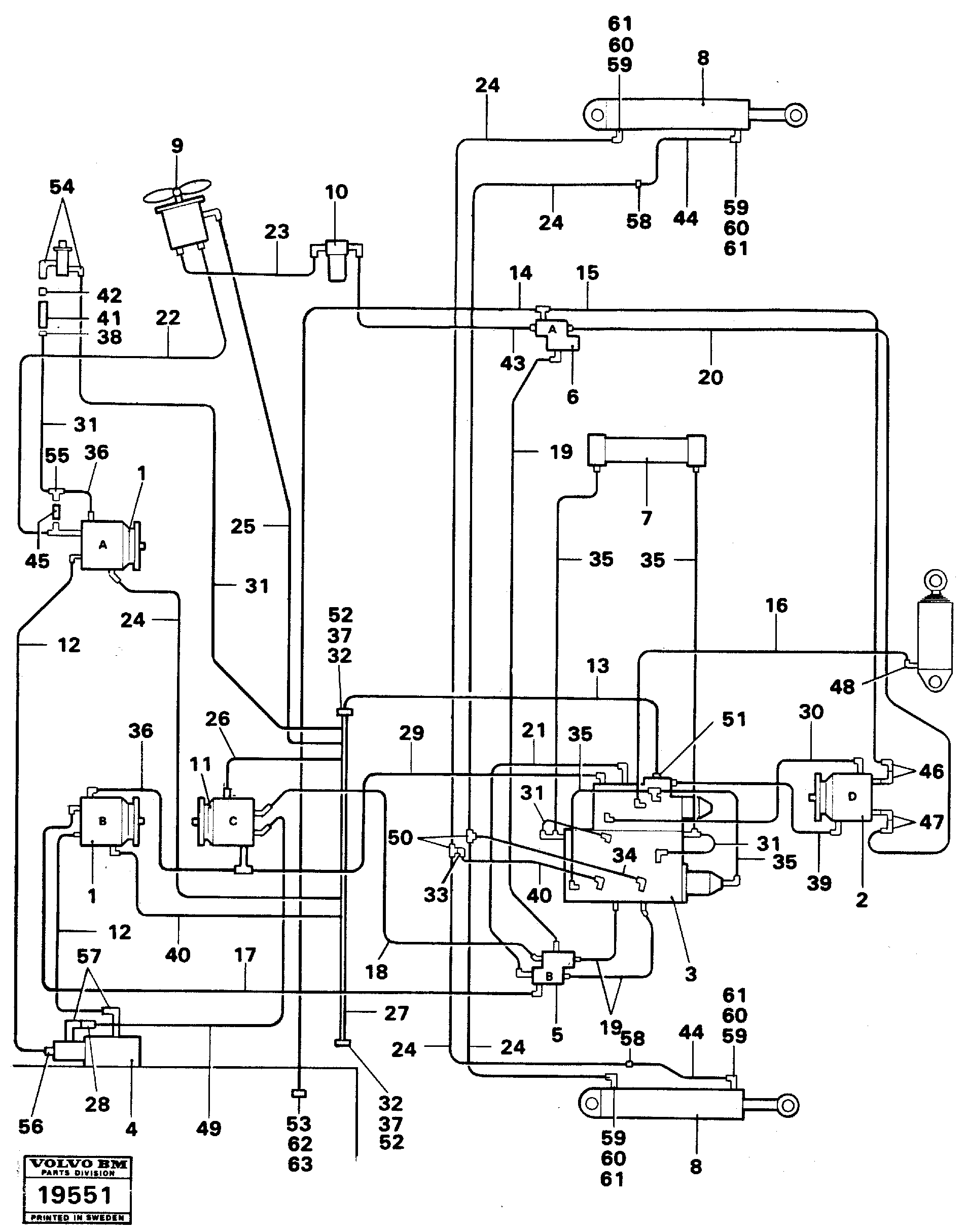 Pipes, hoses and joints 6 x 4 , 6 x 6 4 X 4 Tillv Nr - 4065 — volvo parts diagram