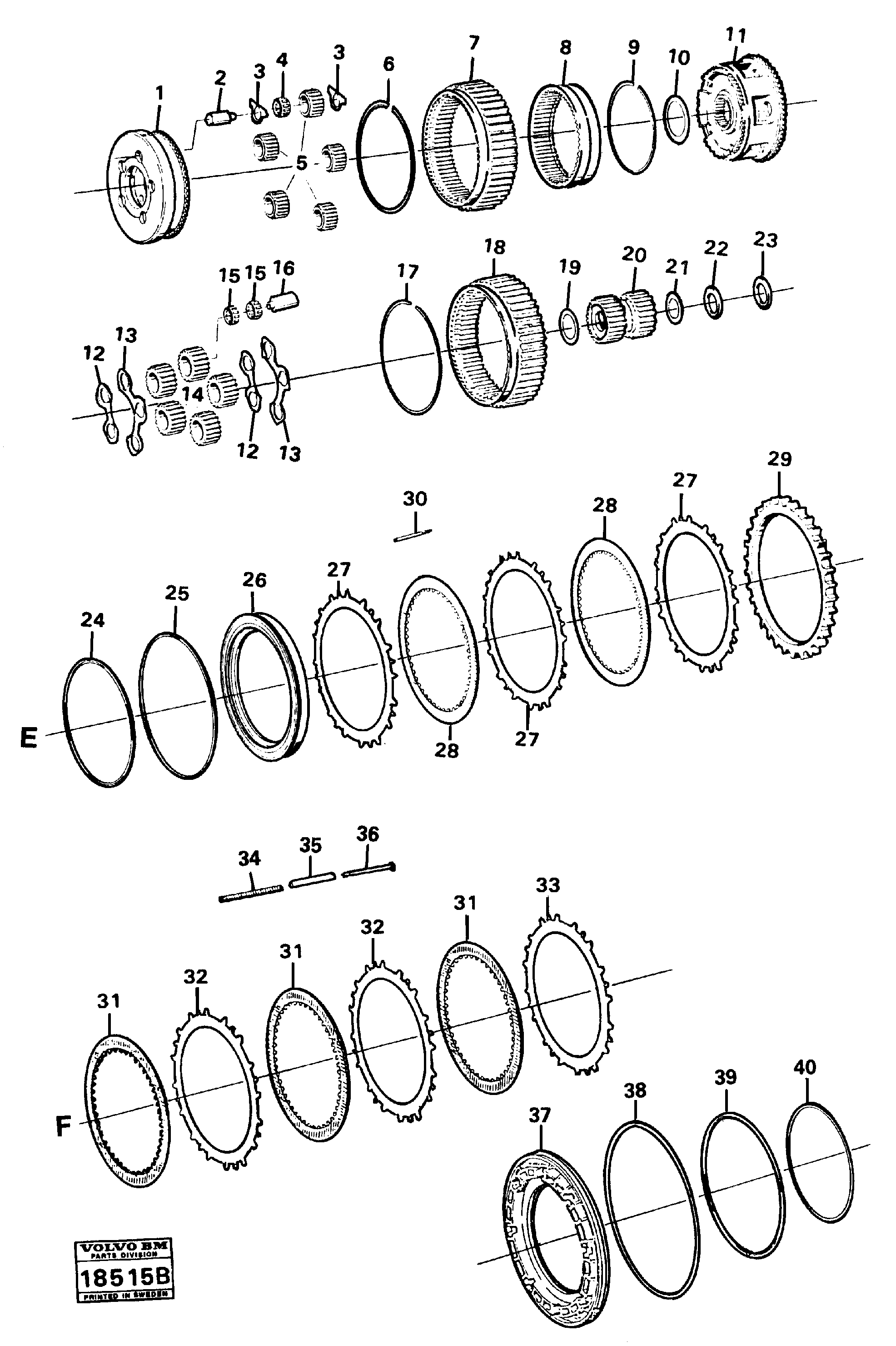 Clutch e,f — volvo parts diagram