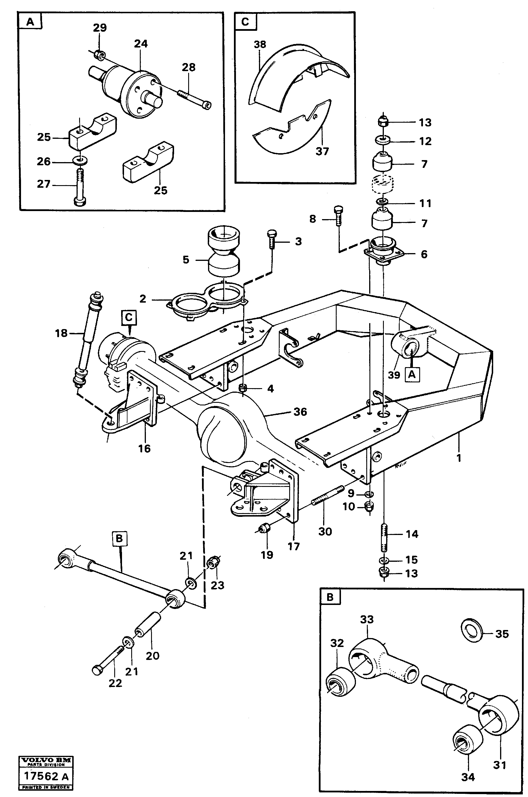 Front axle suspension — volvo parts diagram