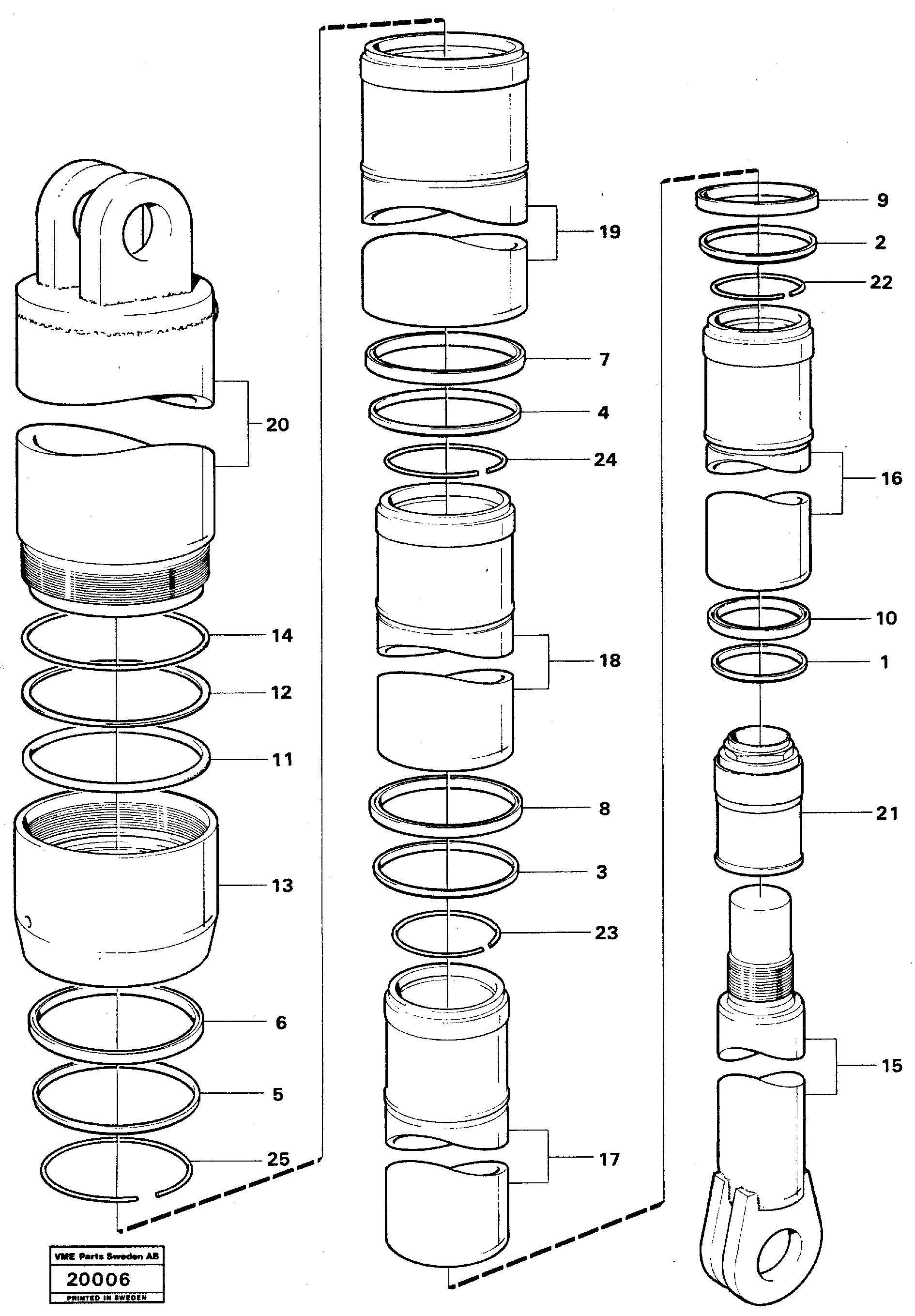 Tipping cylinder 6 x 4, 6 x 6 Tillv Nr 5487 - — volvo parts diagram