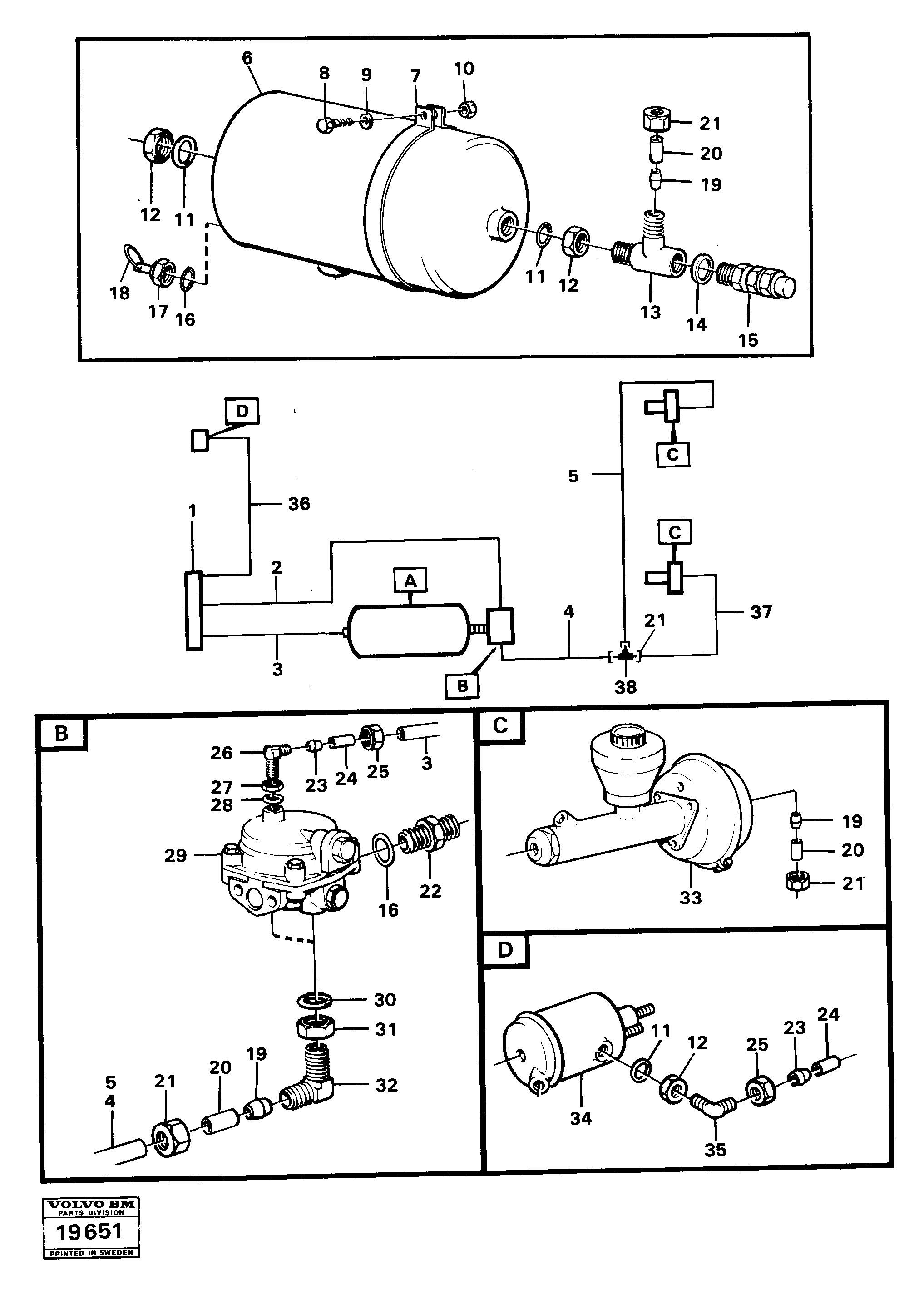 Brake circuit, trailer 4x4 — volvo parts diagram