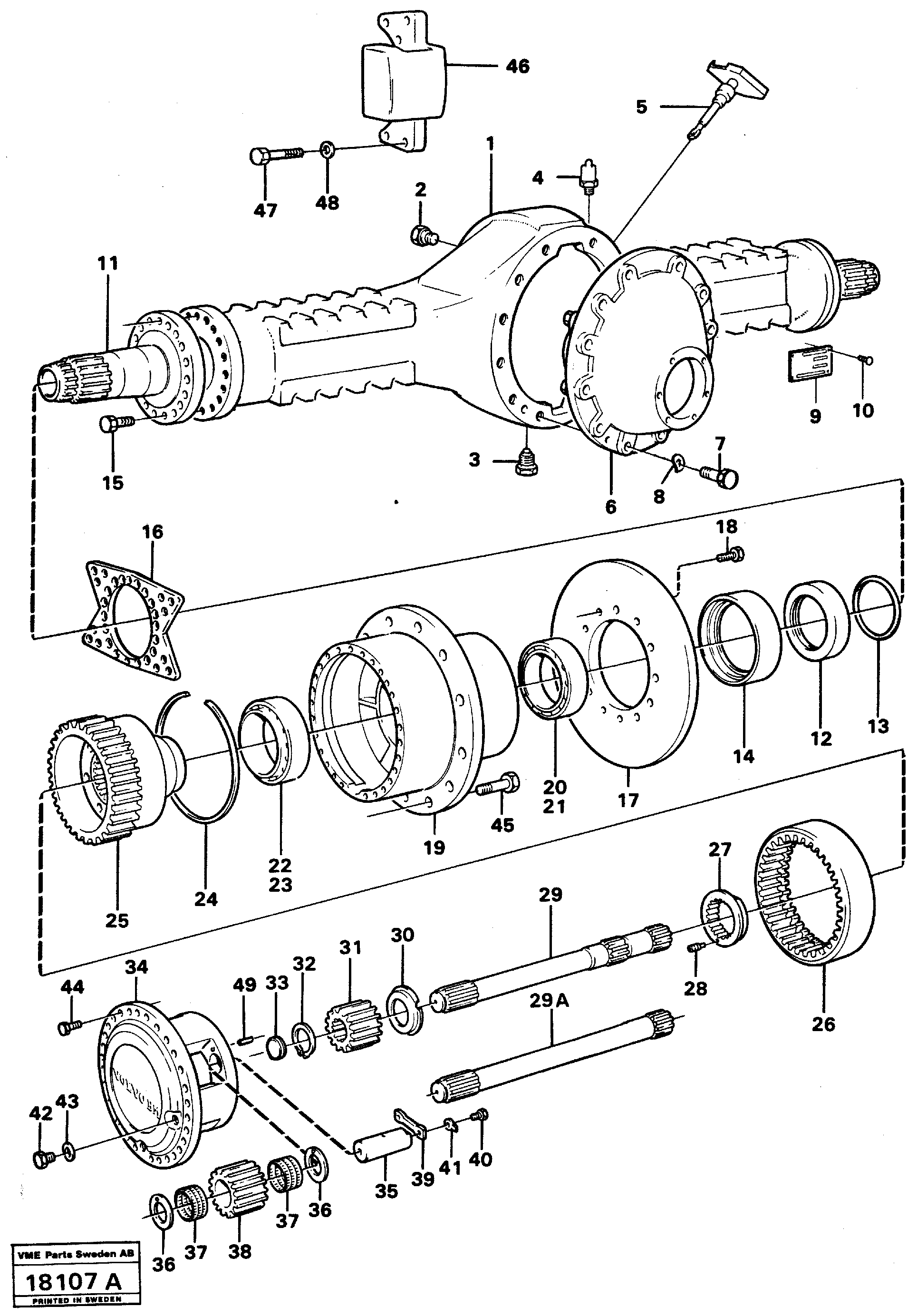 Drive shaft 4x4 rear ah71 b Prod Nr 23555 — volvo parts diagram