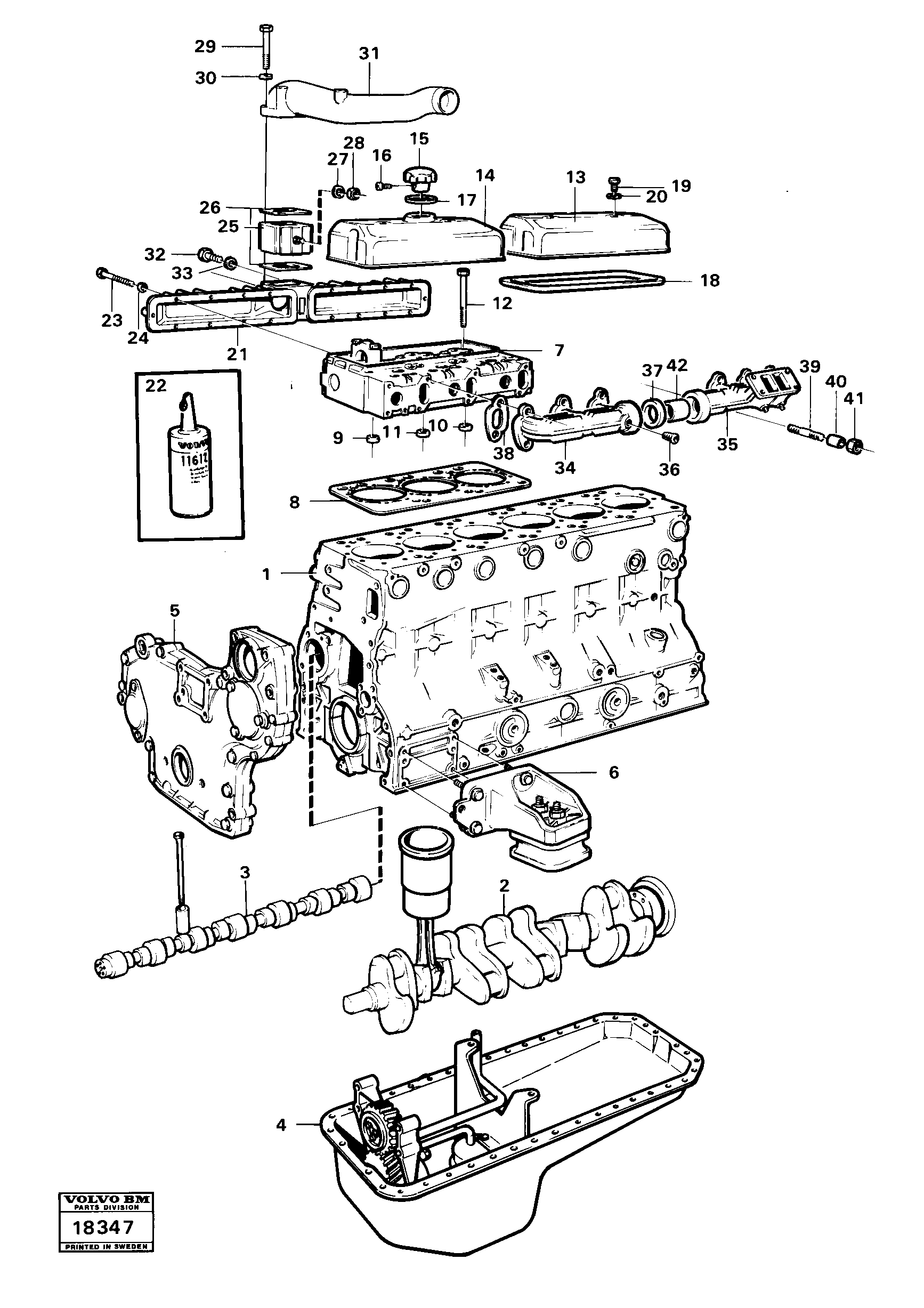 Engine with fitting parts — volvo parts diagram