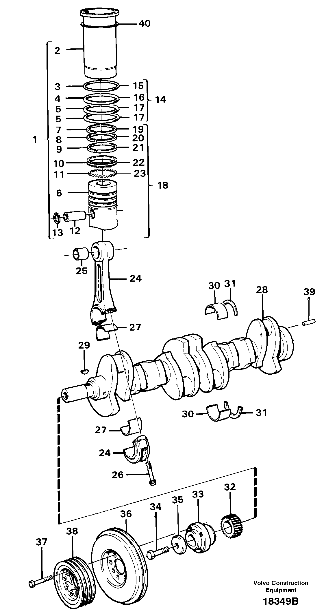 Crankshaft and related parts — volvo parts diagram